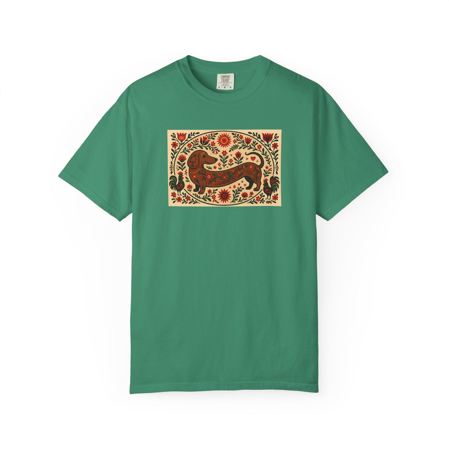 Artistic Garment-Dyed Unisex T-Shirt - Handcrafted Floral Design