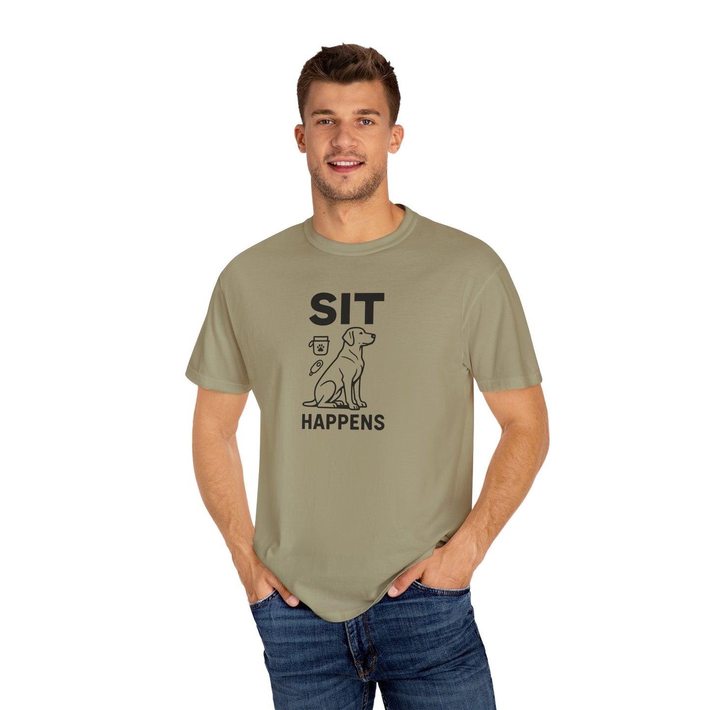 Dog Lovers Unisex T-Shirt - 'Sit Happens' Graphic Tee, Gift for Dog Owners, Pet Lovers, Casual Wear, Funny Dog Shirt