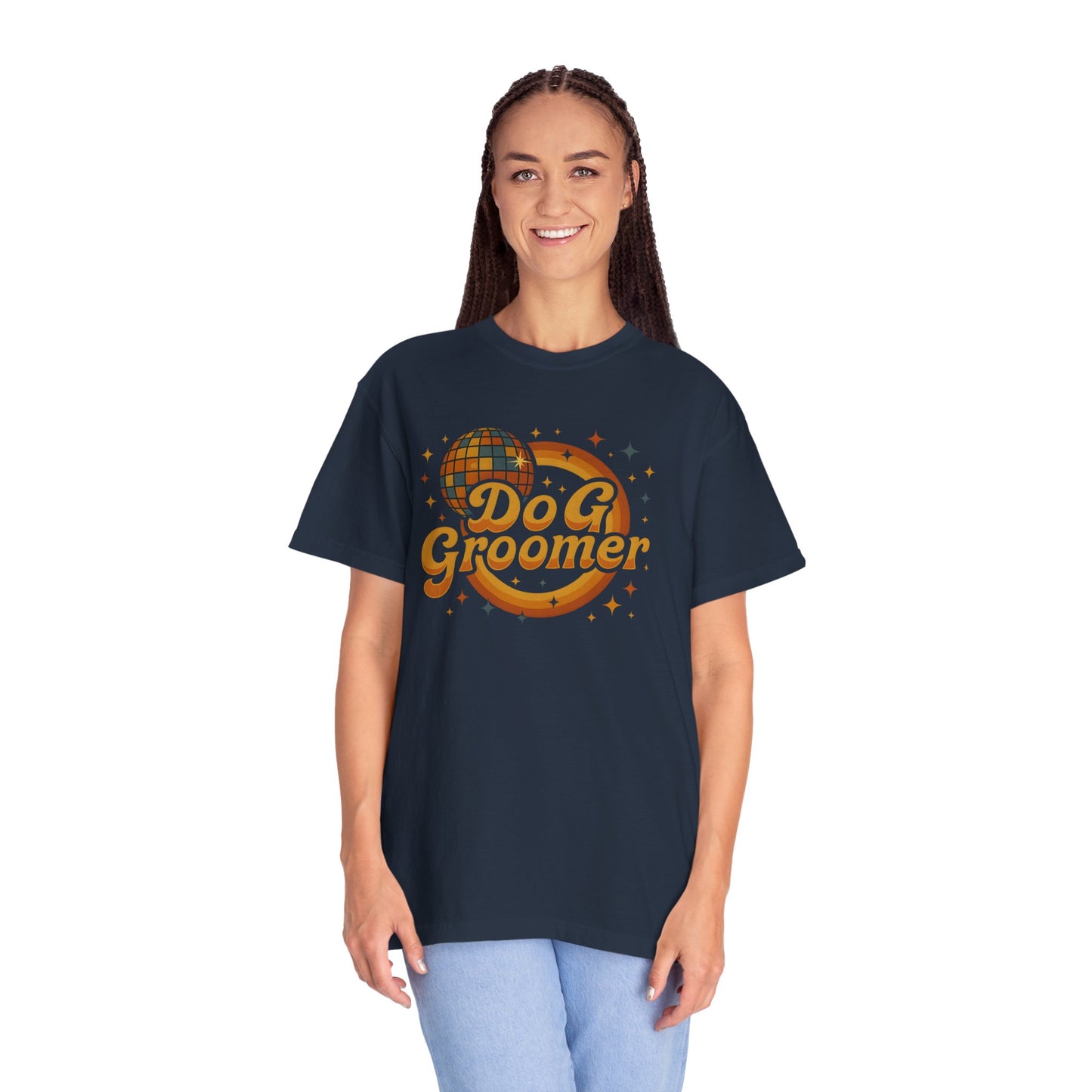 Disco Dog Groomer Unisex Garment-Dyed T-Shirt - Fun Pet Grooming Tee for Dog Lovers