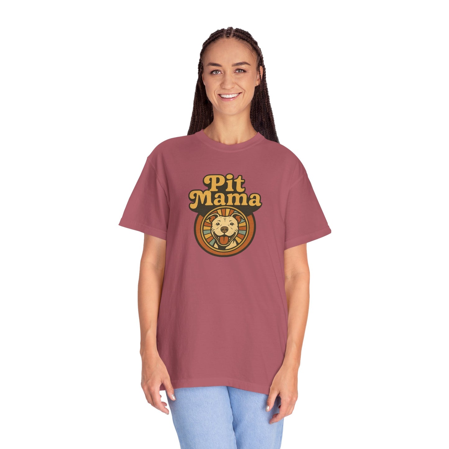 Pit Mama Unisex Garment-Dyed T-shirt | Perfect for Dog Lovers, Animal Advocates, Casual Wear, Mother's Day Gift, Pet Enthusiasts