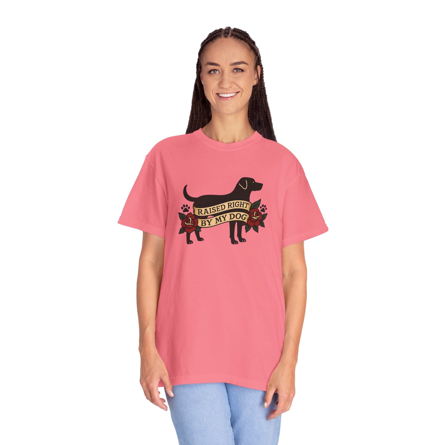 Raised Right by My Dog Tee, Unisex Pet-Themed Apparel, Gift for Dog Owners, Cute Canine Shirt