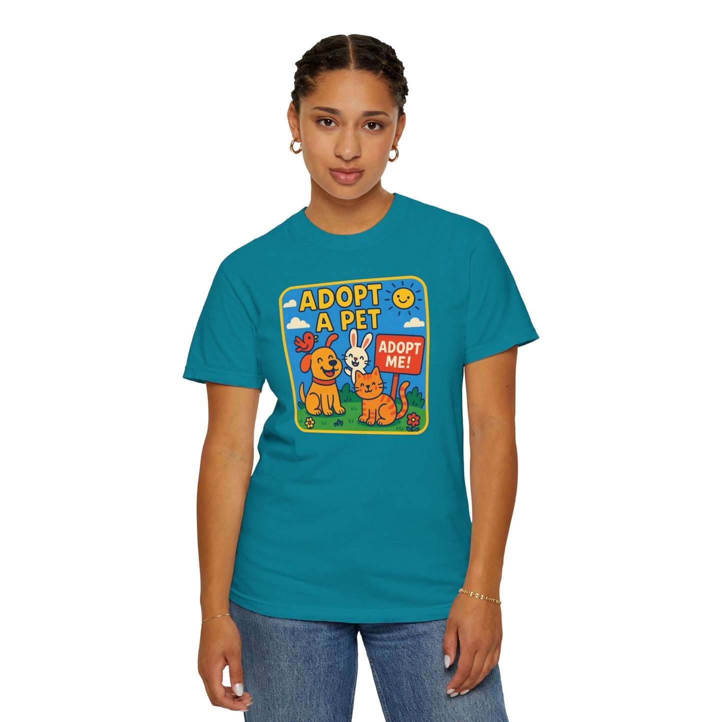 Adopt a Pet T-Shirt - Unisex Garment-Dyed Tee for Animal Lovers