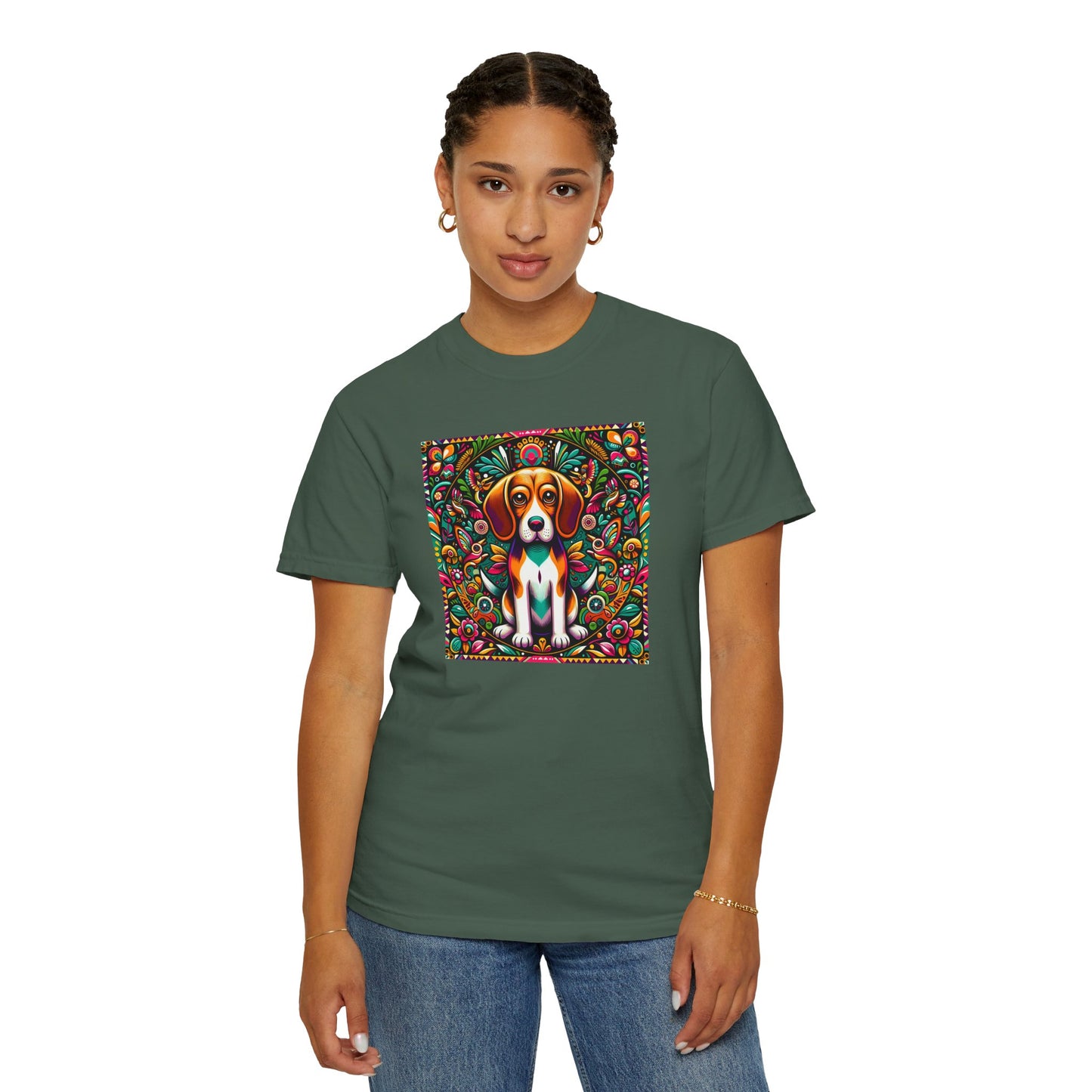 Vibrant Dog Art Unisex Garment-Dyed T-Shirt | Colorful Canine Design