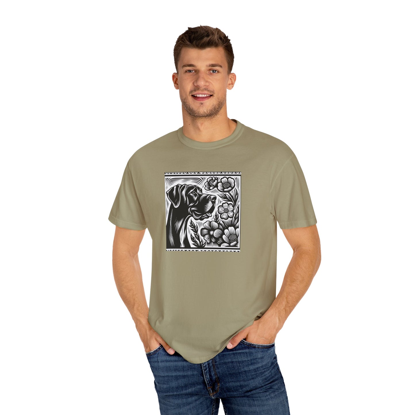 Great Dane Dog Lover's Floral Print T-Shirt | Unisex Garment-Dyed Tee