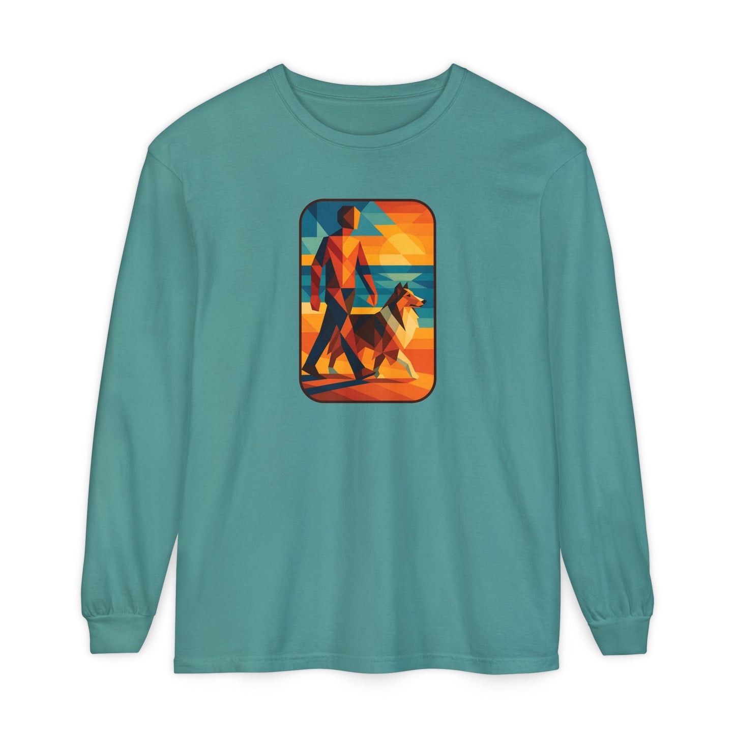 Vibrant Dog Walking Design, Unisex Shirt, Gift for Pet Lovers, Beach Vibe T-Shirt, Cozy Everyday Wear