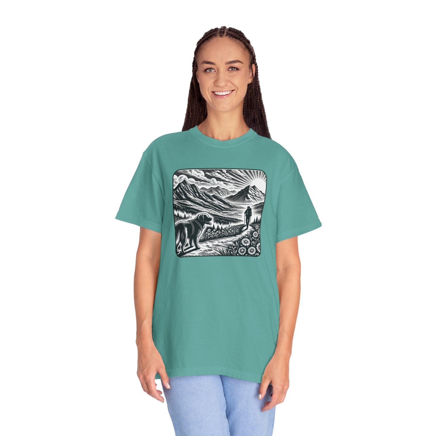 Hiker Unisex Garment-Dyed T-Shirt with Nature Design - Perfect for Outdoor Lovers