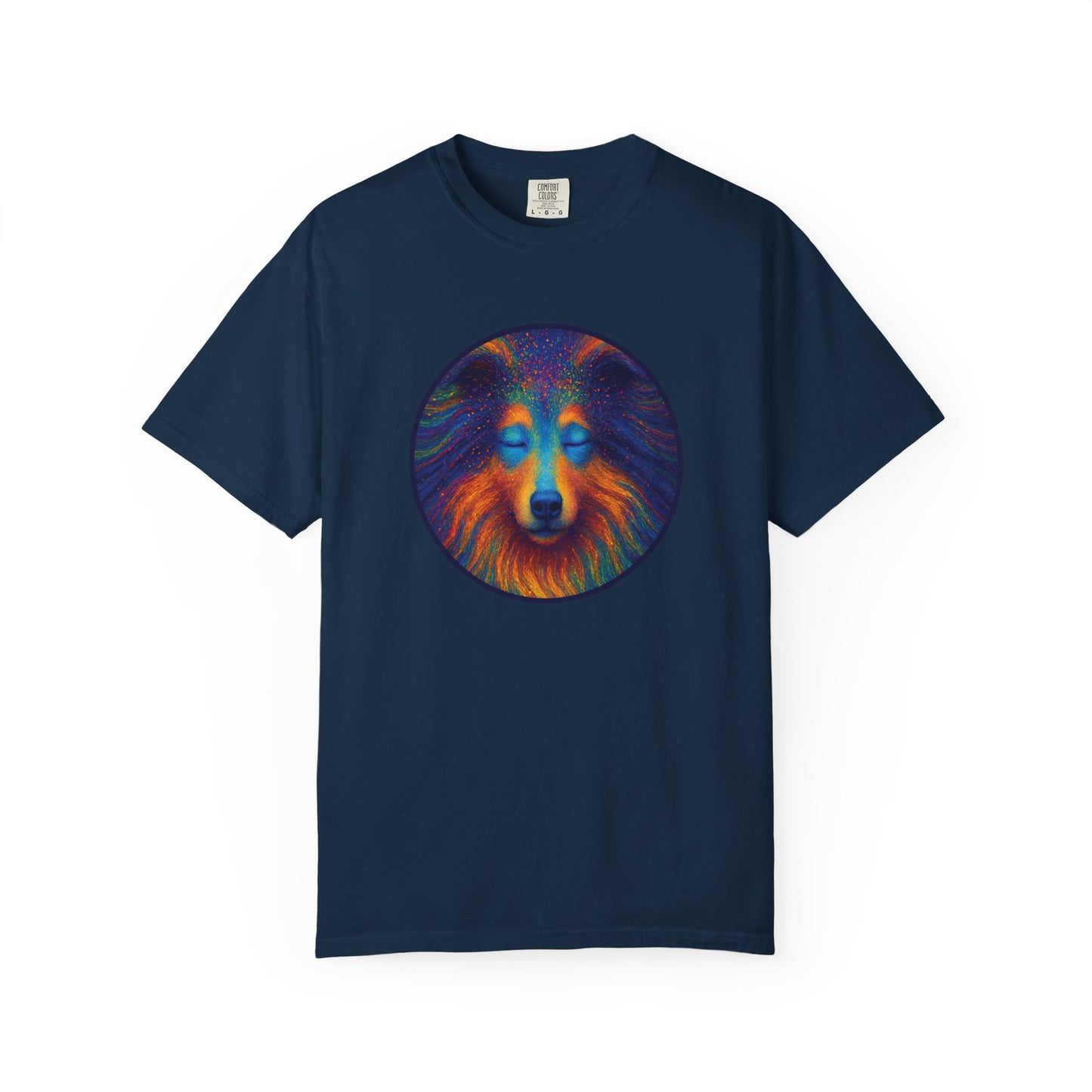 Vibrant Art T-Shirt, Psychedelic Collie Shirt, Unisex Tee, Unique Graphic Tee, Bohemian Style T-Shirt, Nature Lover Gift