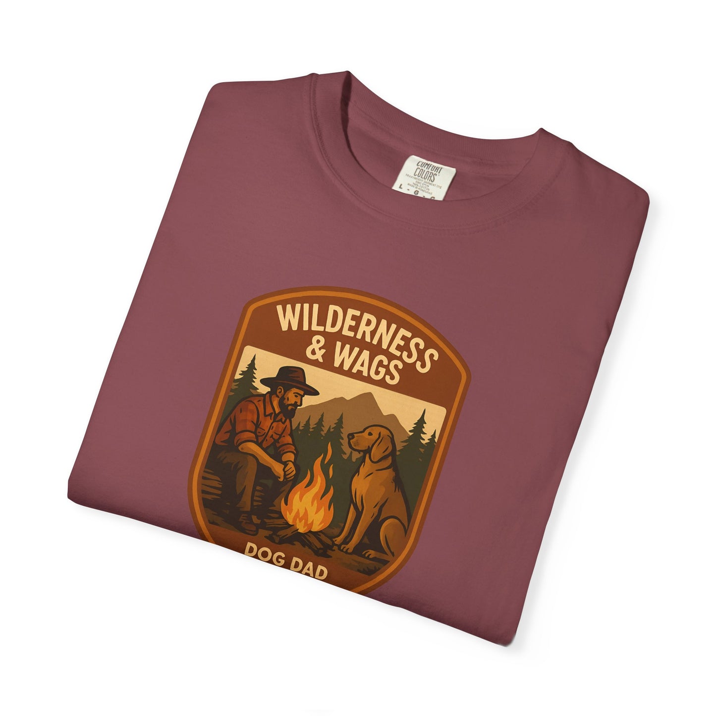Wilderness & Wags Dog Dad Unisex T-Shirt, Dog Lover Gift, Camping Tee, Father’s Day Apparel, Nature-Inspired Shirt