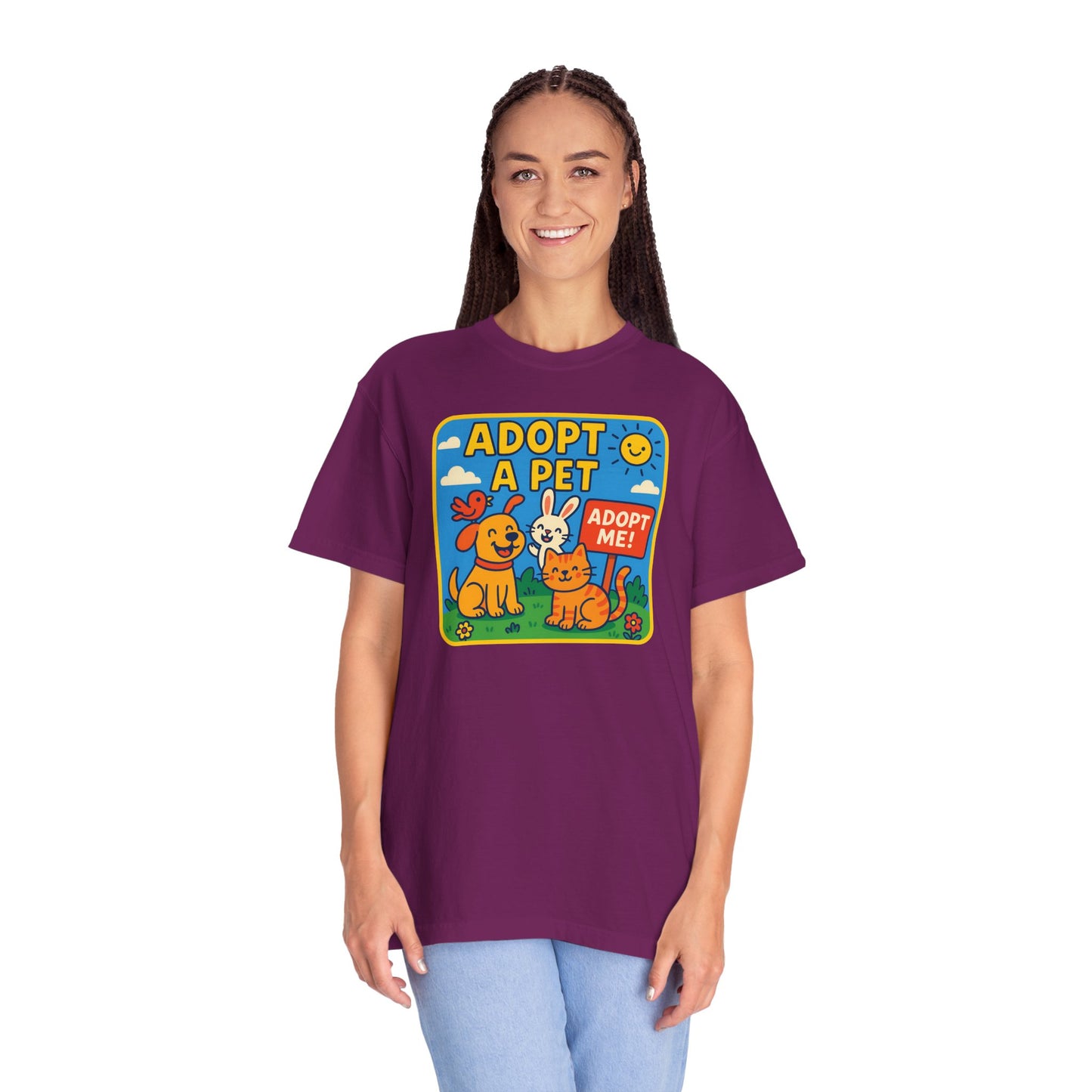 Adopt a Pet T-Shirt - Unisex Garment-Dyed Tee for Animal Lovers