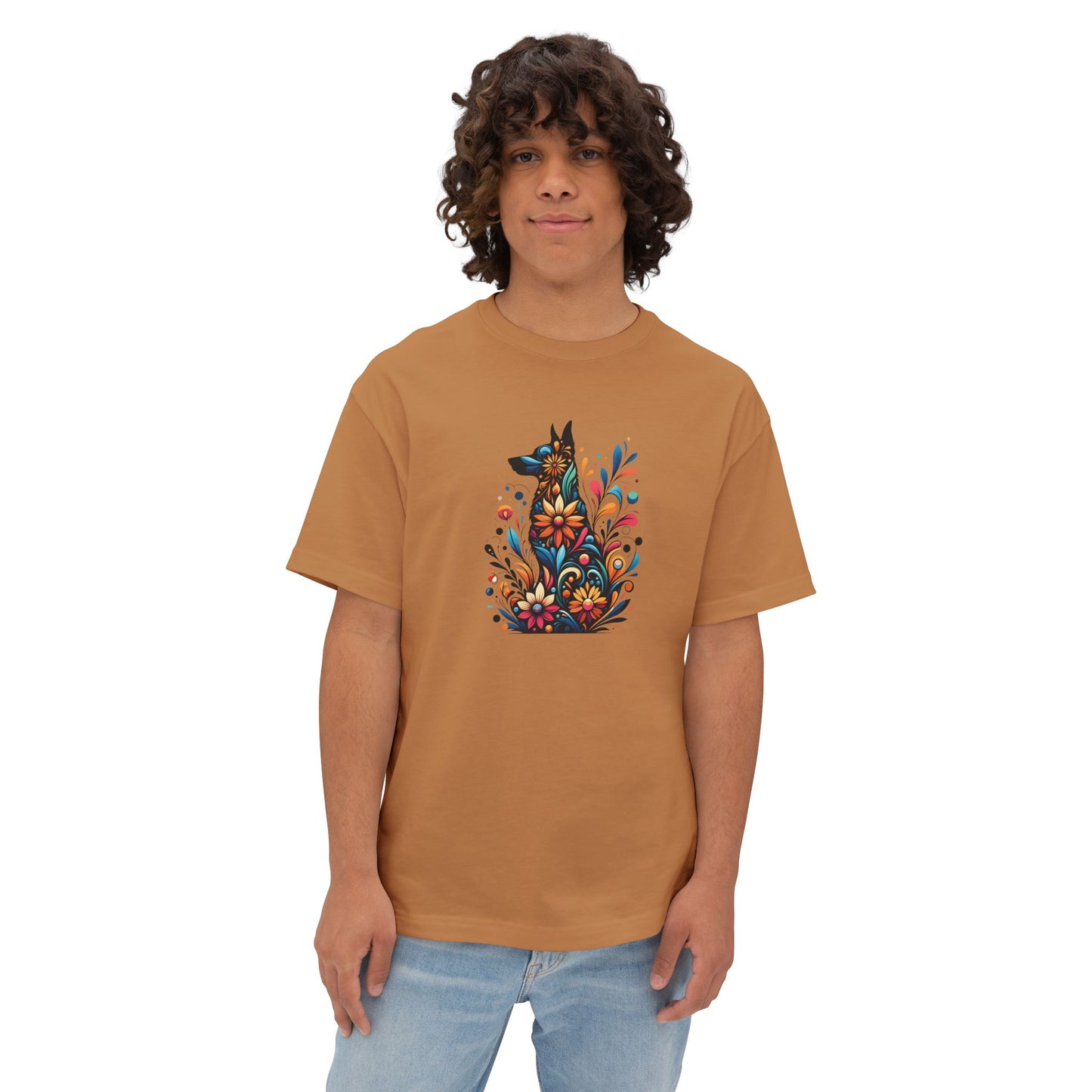 Floral German Shepard Oversized Tee – Unisex Graphic T-Shirt for Pet Lovers