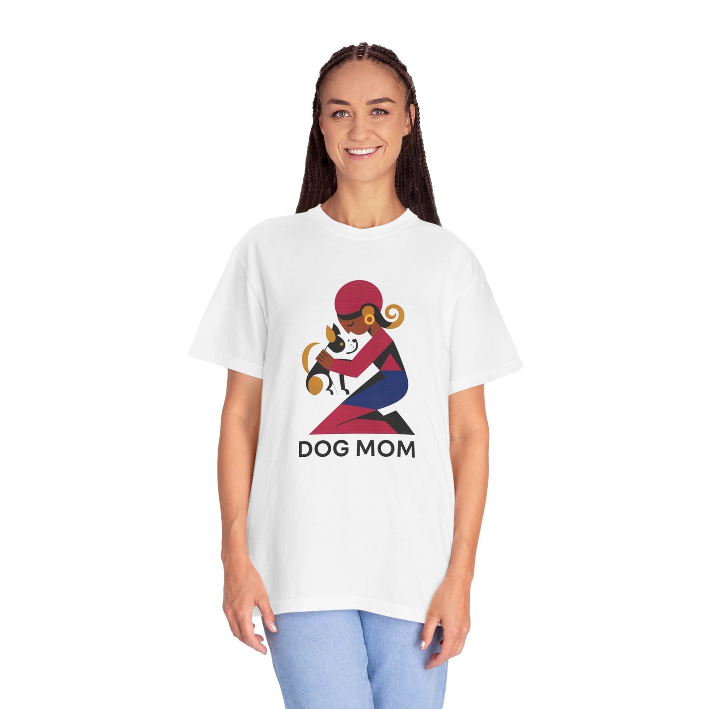 Dog Mom Garment-Dyed T-Shirt, Gift for Dog Lovers, Casual Wear, Pet Owner Apparel, Mother's Day Gift, Animal Lover Tee