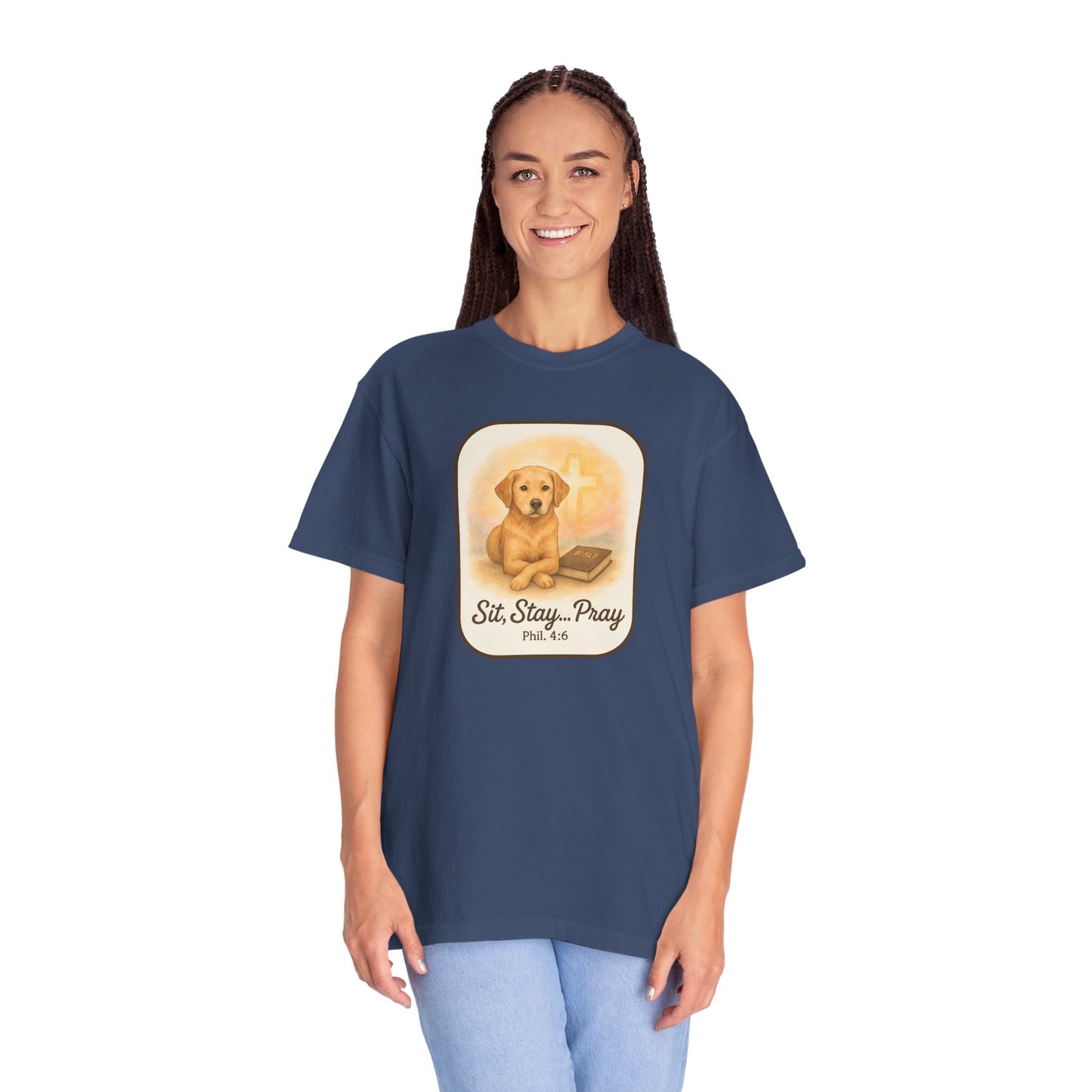 Faith-Inspired Dog Lovers T-Shirt, Unisex Tee, Gift for Pet Owners, Friendship Apparel, Casual Church Wear, Stay Pray Dog Design