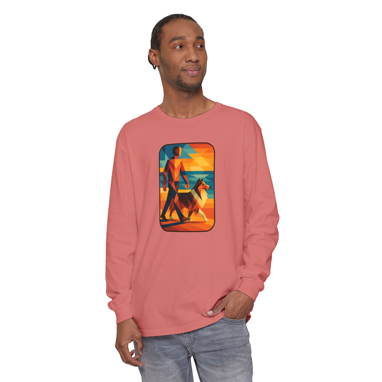 Vibrant Dog Walking Design, Unisex Shirt, Gift for Pet Lovers, Beach Vibe T-Shirt, Cozy Everyday Wear