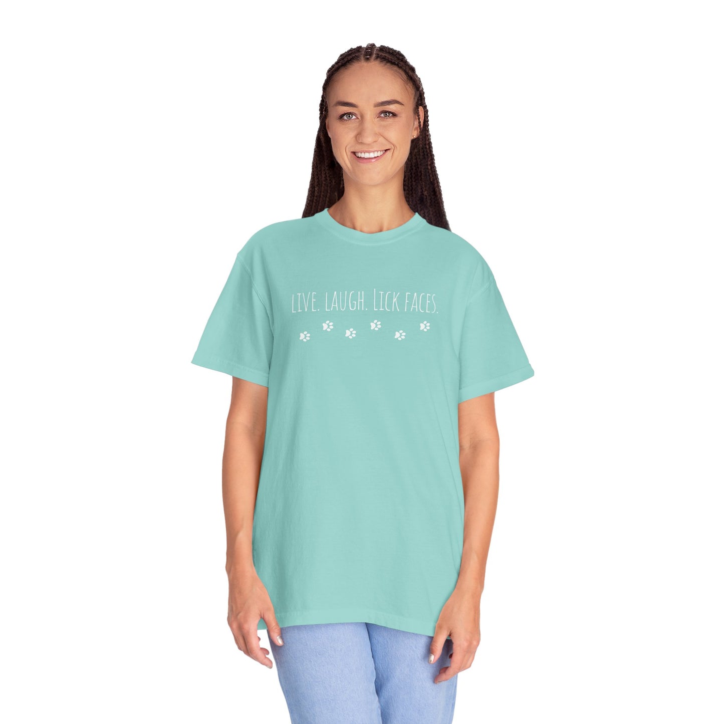 Whimsical Unisex T-shirt - Live, Laugh, Lick Faces - Funny Tee, Gift for Dog Lovers, Casual Wear, Birthday Shirt, Pet Parent Apparel