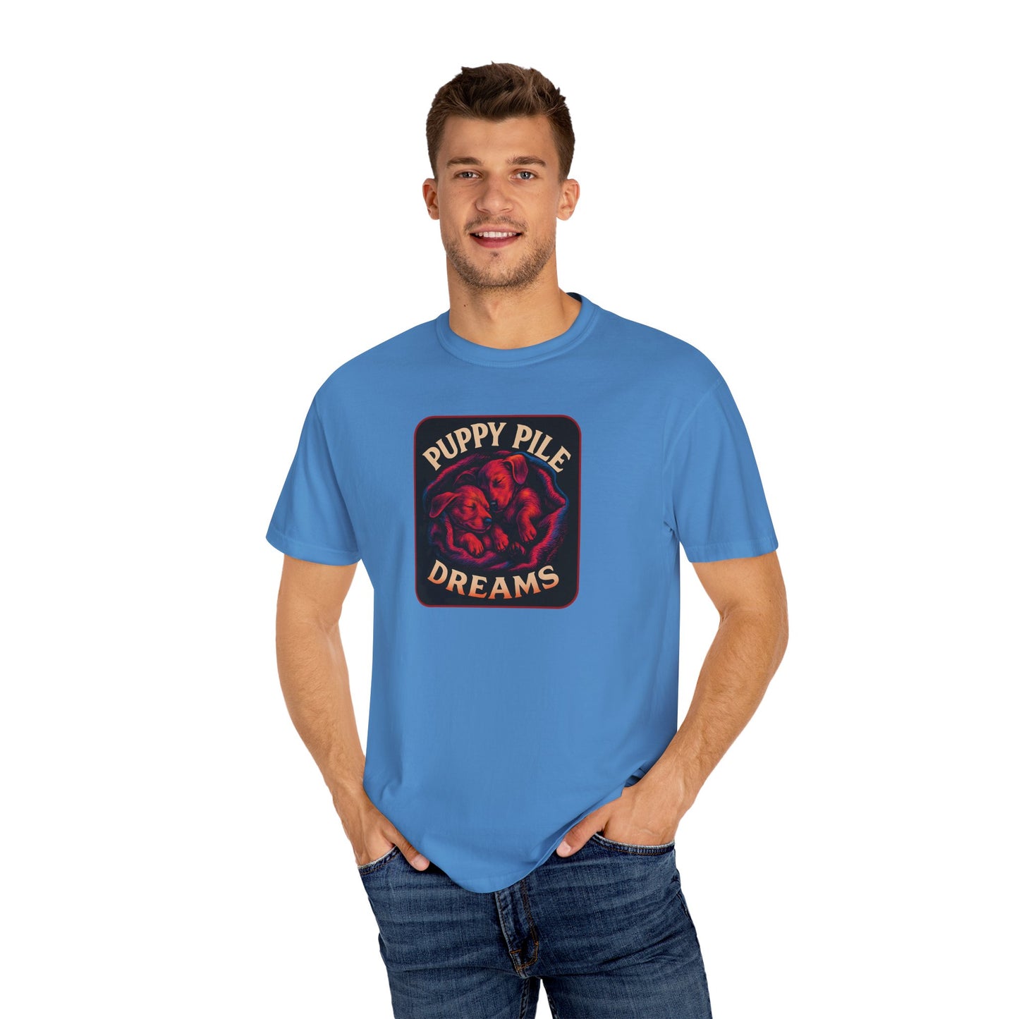 Puppy Pile Dreams T-Shirt, Unisex Tee, Dog Lover Gift, Casual Wear, Comfortable Cotton Shirt, Fun Animal Graphic Tee