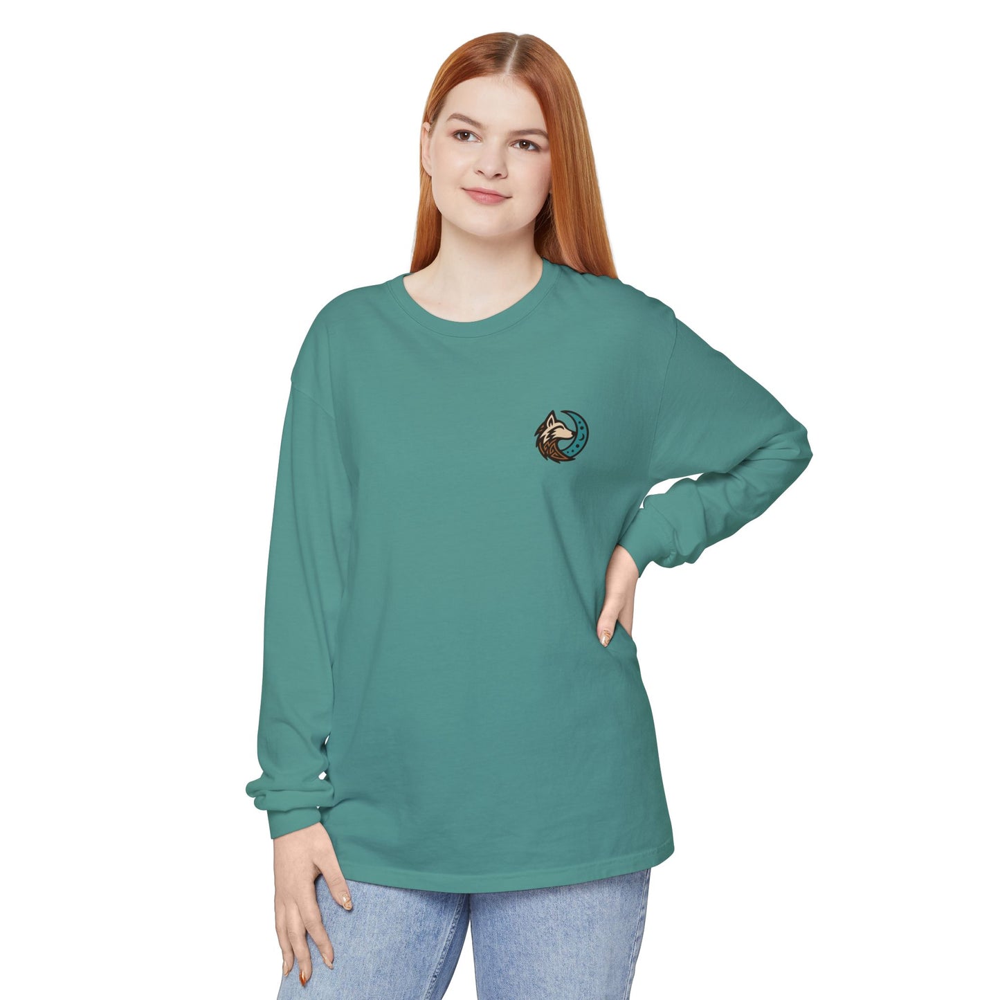 Mystical Indian Princess and a Wolf Long sleeve Tee
