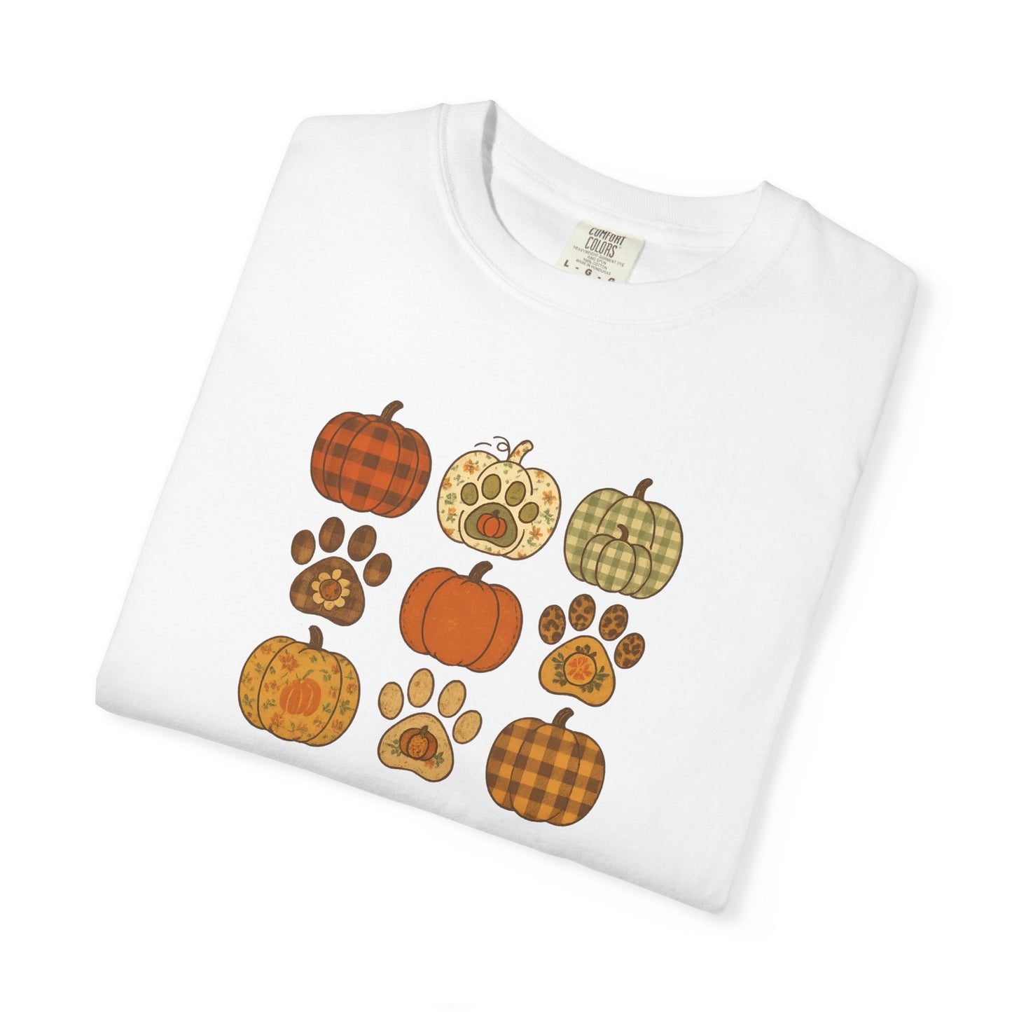 Fall Pumpkin Paw Print Unisex T-Shirt, Cozy Autumn Tee, Harvest Festivity Shirt, Pet Lover Gift, Seasonal Apparel
