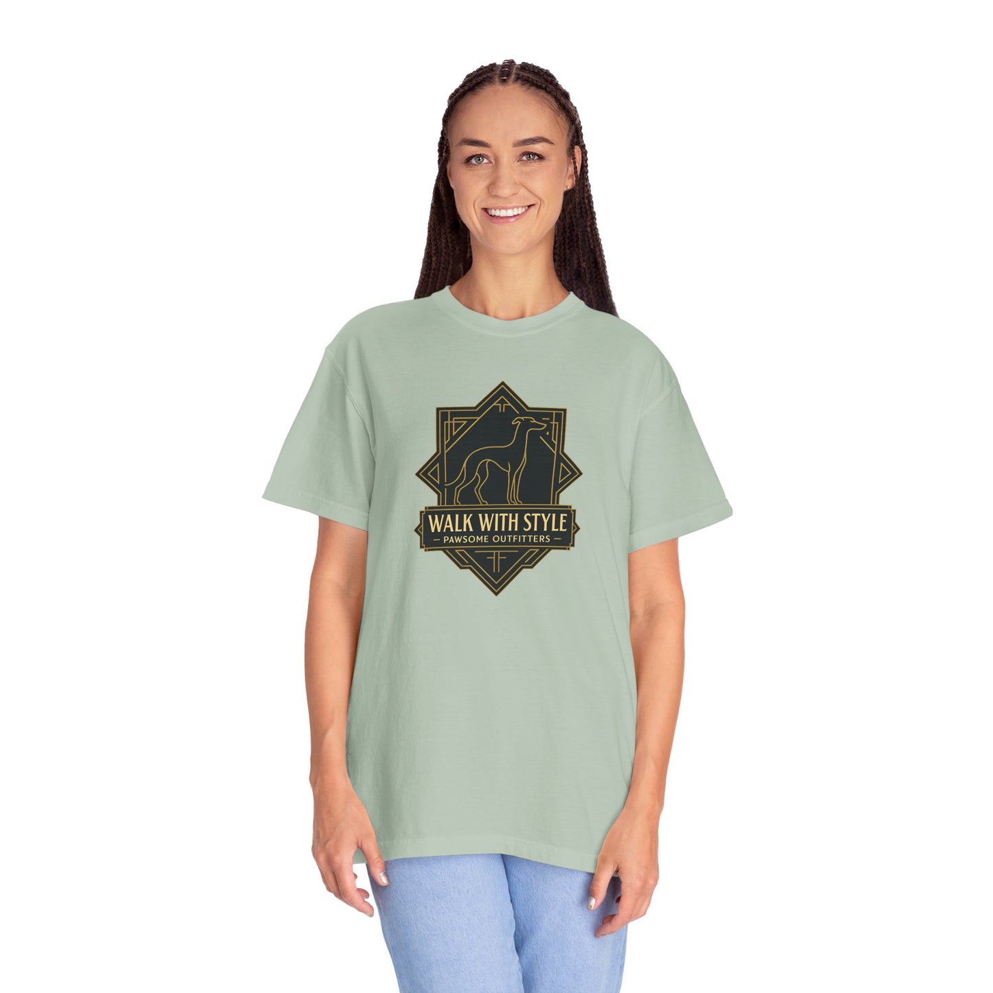 Stylish Unisex Tee - Walk with Style Graphic Shirt, Casual Wear, Gift for Dog Lovers, Relaxed Fit, Everyday Comfort
