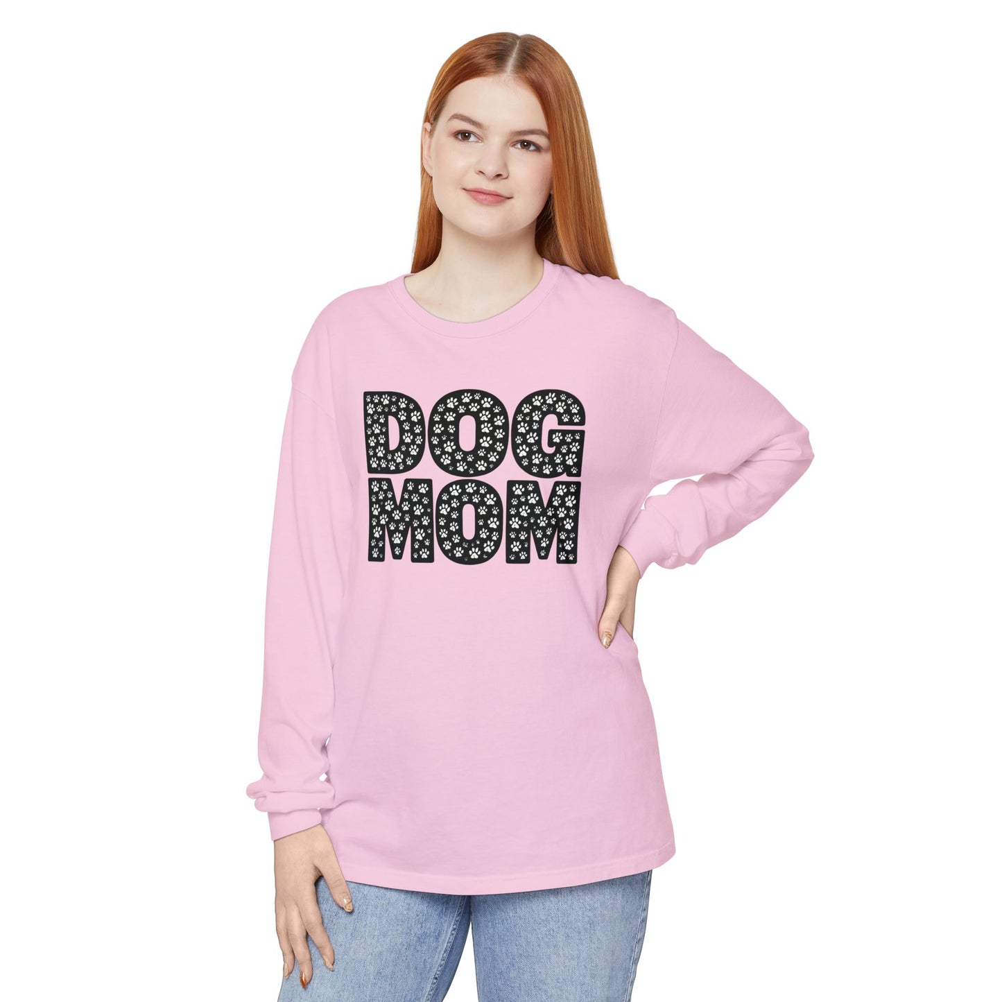 Dog Mom Long Sleeve T-Shirt, Gift for Dog Lovers, Casual Wear, Pet Owner Apparel, Mother's Day Gift, Dog Themed Fashion