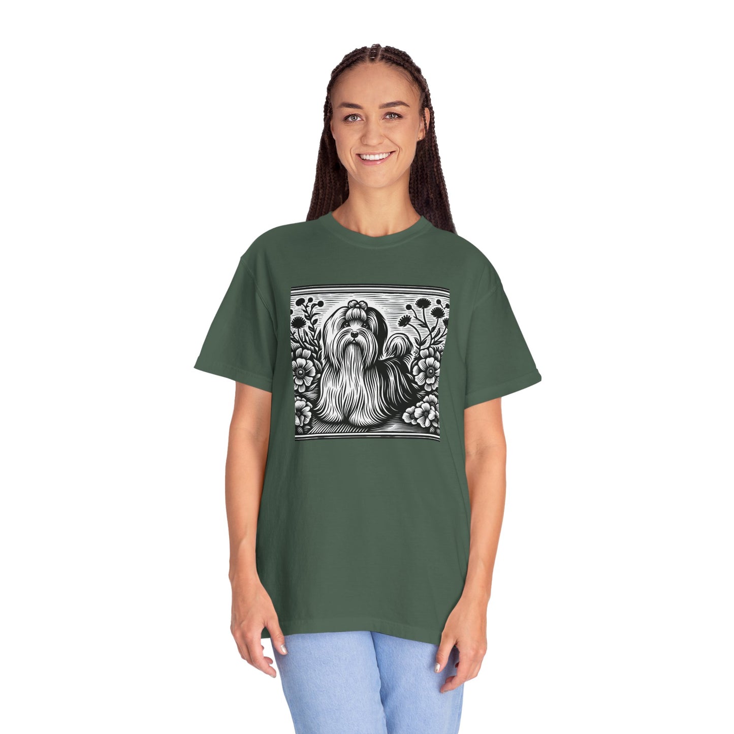 Havanese - Unisex Garment-Dyed T-shirt with Floral Dog Design - Perfect for Pet Lovers