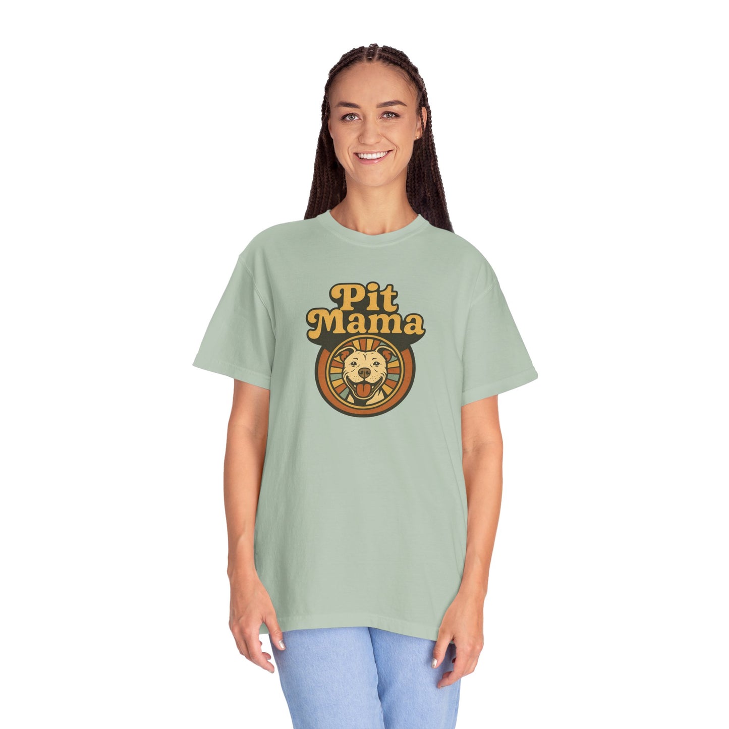 Pit Mama Unisex Garment-Dyed T-shirt | Perfect for Dog Lovers, Animal Advocates, Casual Wear, Mother's Day Gift, Pet Enthusiasts