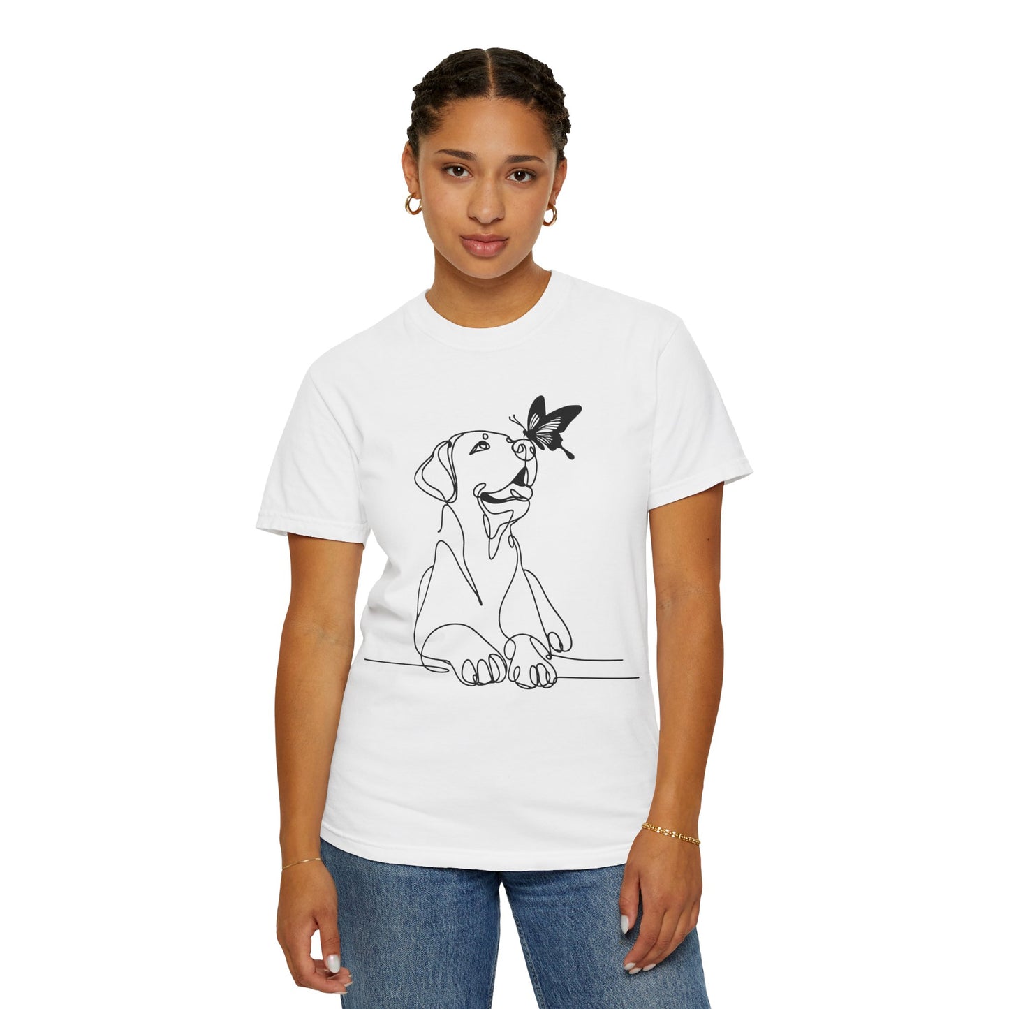 Adorable Dog and Butterfly T-Shirt, Cute Pet Tee, Dog Lover Gift, Casual Wear, Animal Lover Apparel, Birthday Gift for Dog Owners