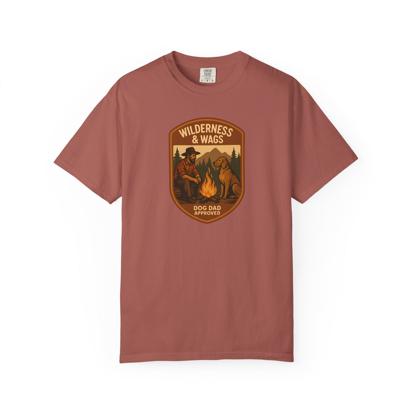 Wilderness & Wags Dog Dad Unisex T-Shirt, Dog Lover Gift, Camping Tee, Father’s Day Apparel, Nature-Inspired Shirt