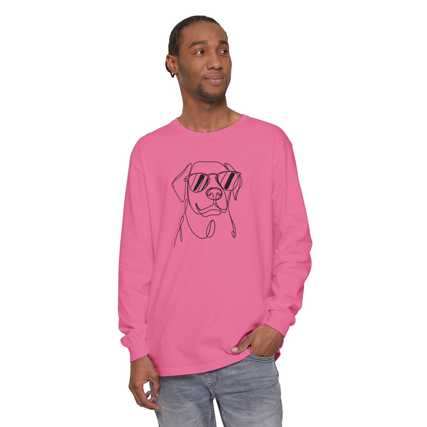 Cool Dog Long Sleeve T-Shirt | Unisex Garment-Dyed Tee