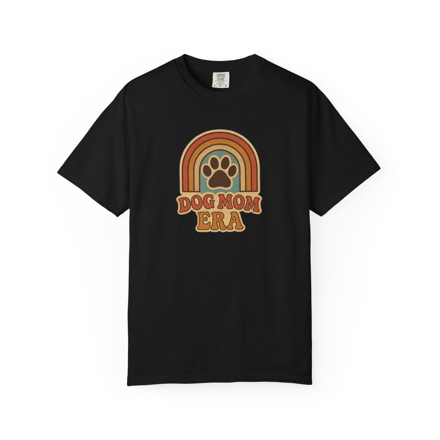 Dog Mom Era T-Shirt, Unisex Garment-Dyed Tee, Pet Lover Apparel, Gift for Dog Moms, Casual Everyday Wear, Rainbow Design