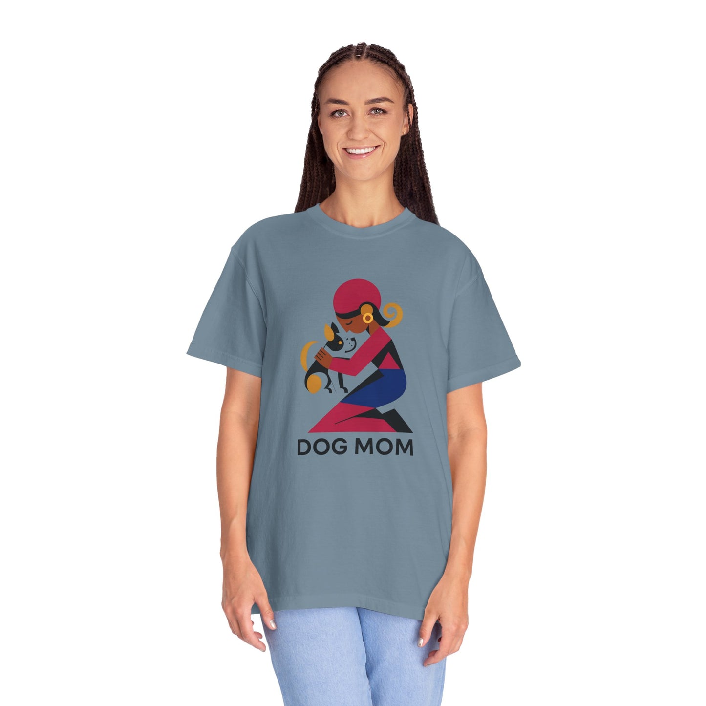 Dog Mom Garment-Dyed T-Shirt, Gift for Dog Lovers, Casual Wear, Pet Owner Apparel, Mother's Day Gift, Animal Lover Tee