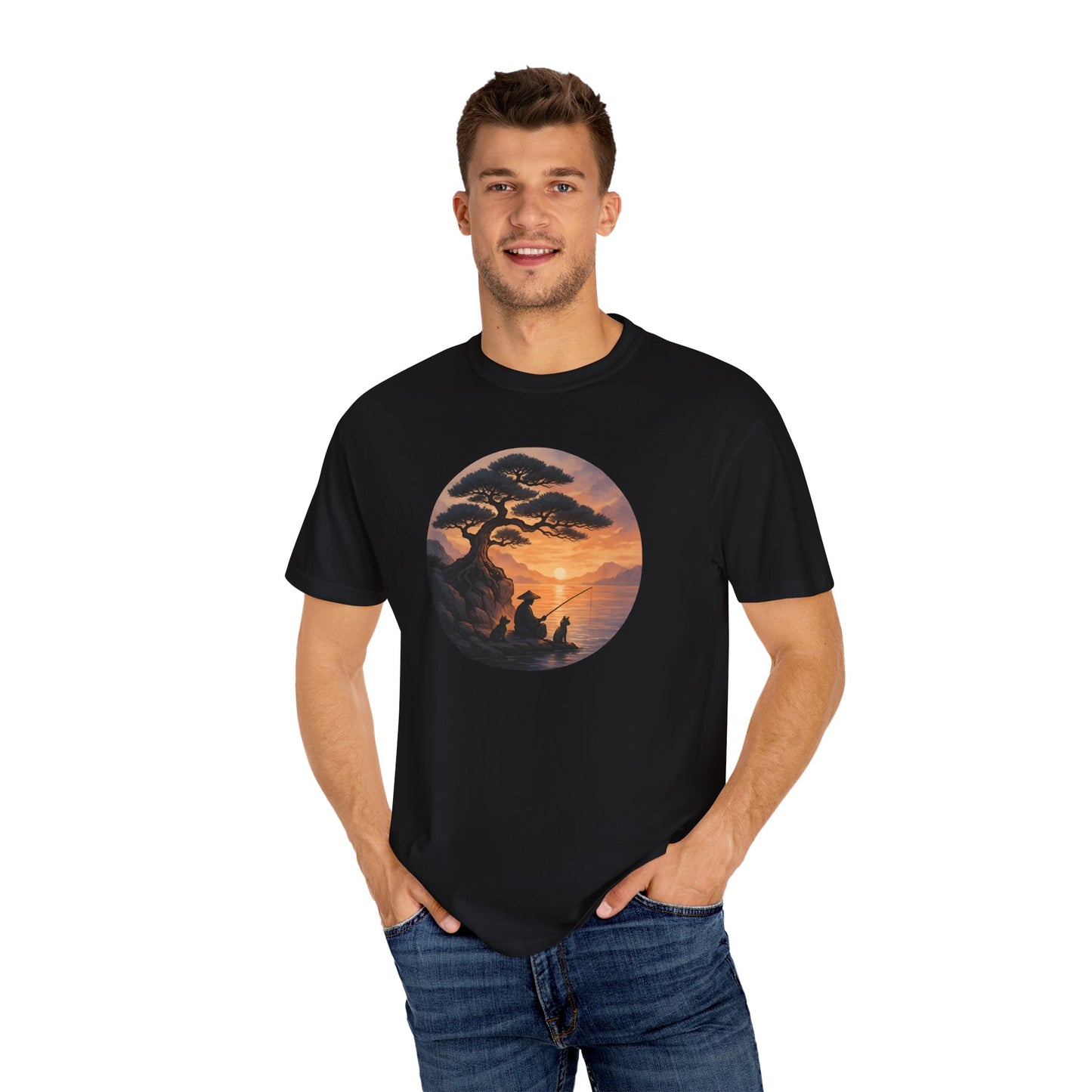 Vintage Sunset Fisherman Unisex T-shirt