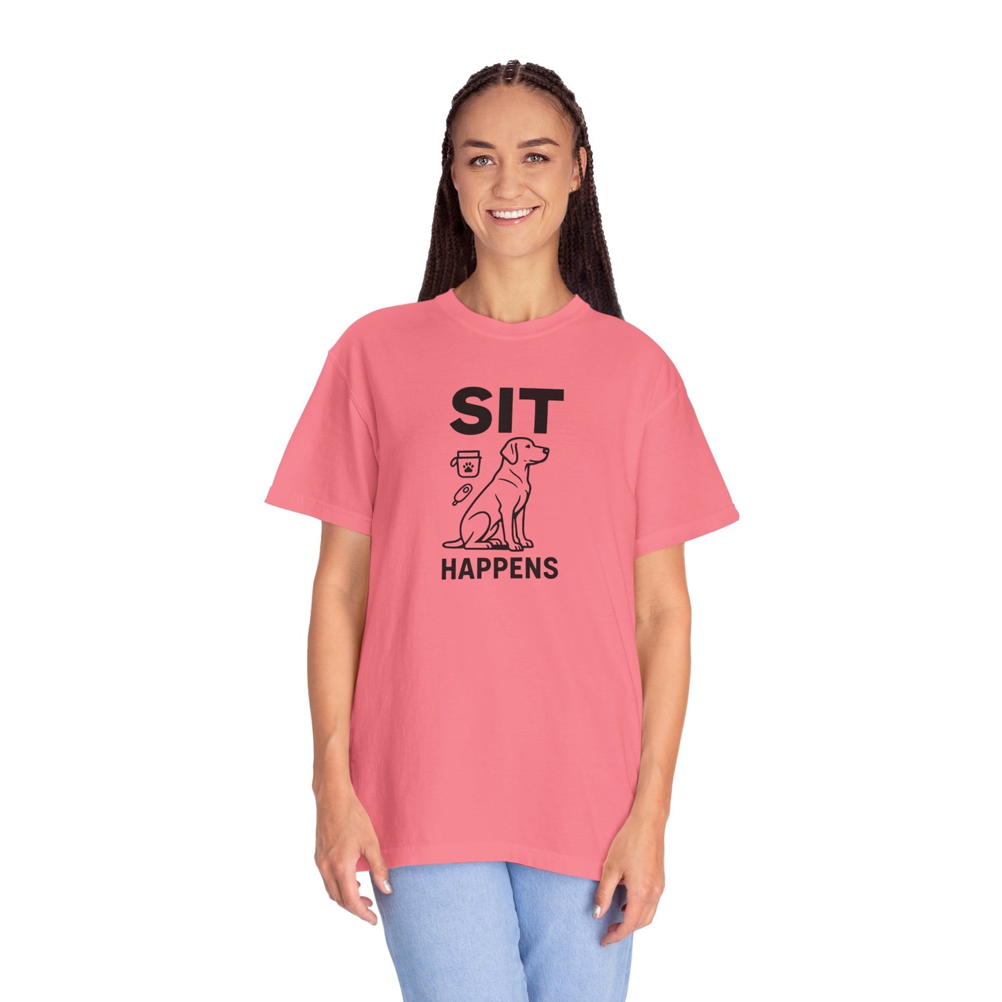 Dog Lovers Unisex T-Shirt - 'Sit Happens' Graphic Tee, Gift for Dog Owners, Pet Lovers, Casual Wear, Funny Dog Shirt