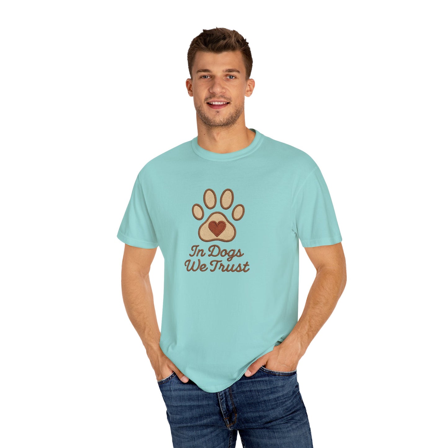 In Dogs We Trust Unisex Garment-Dyed T-Shirt, Dog Lover Gift, Cute Animal Tee, Pet Appreciation Shirt, Casual Everyday Wear