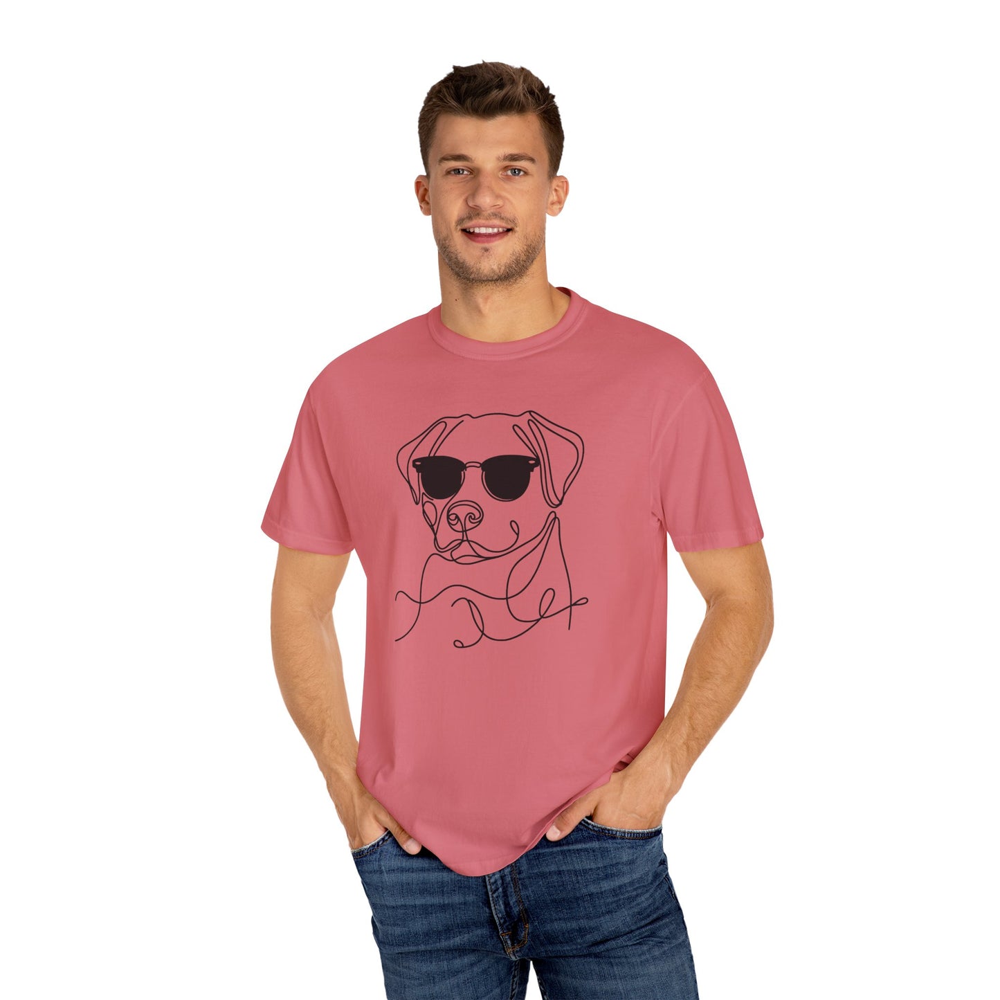 Cool Dog Line Art T-Shirt, Pet Lover Gift, Unisex Tee, Animal Lover Shirt, Casual Wear, Dog Mom Gift, Birthday Present, Dog Themed Apparel