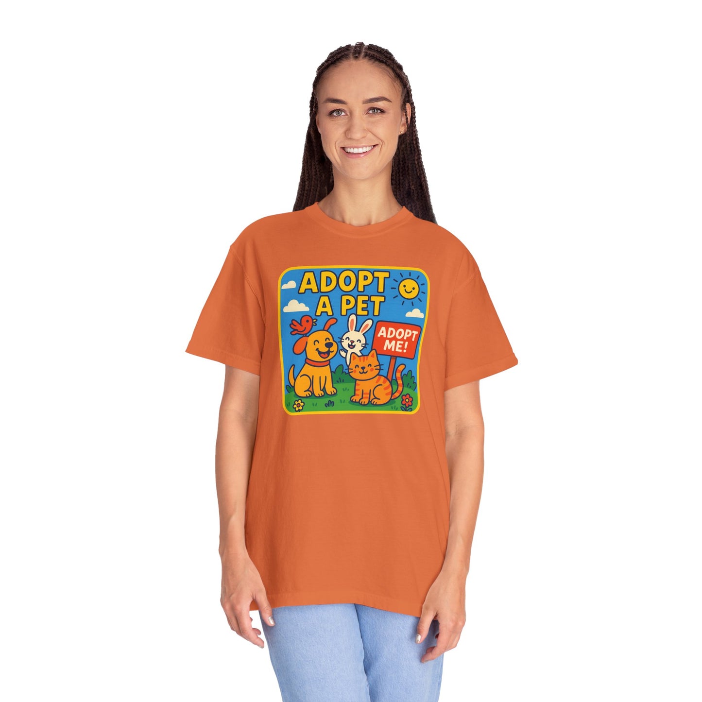 Adopt a Pet T-Shirt - Unisex Garment-Dyed Tee for Animal Lovers