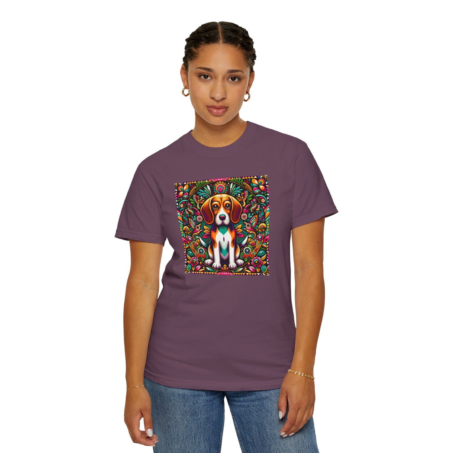 Vibrant Dog Art Unisex Garment-Dyed T-Shirt | Colorful Canine Design