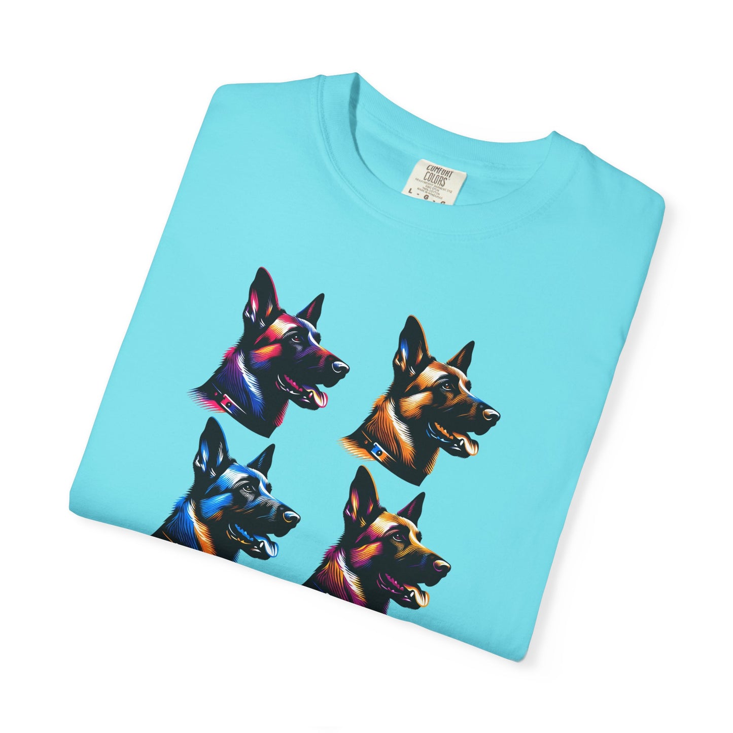 Colorful Belgium Malinois Portrait Unisex Garment-Dyed T-Shirt
