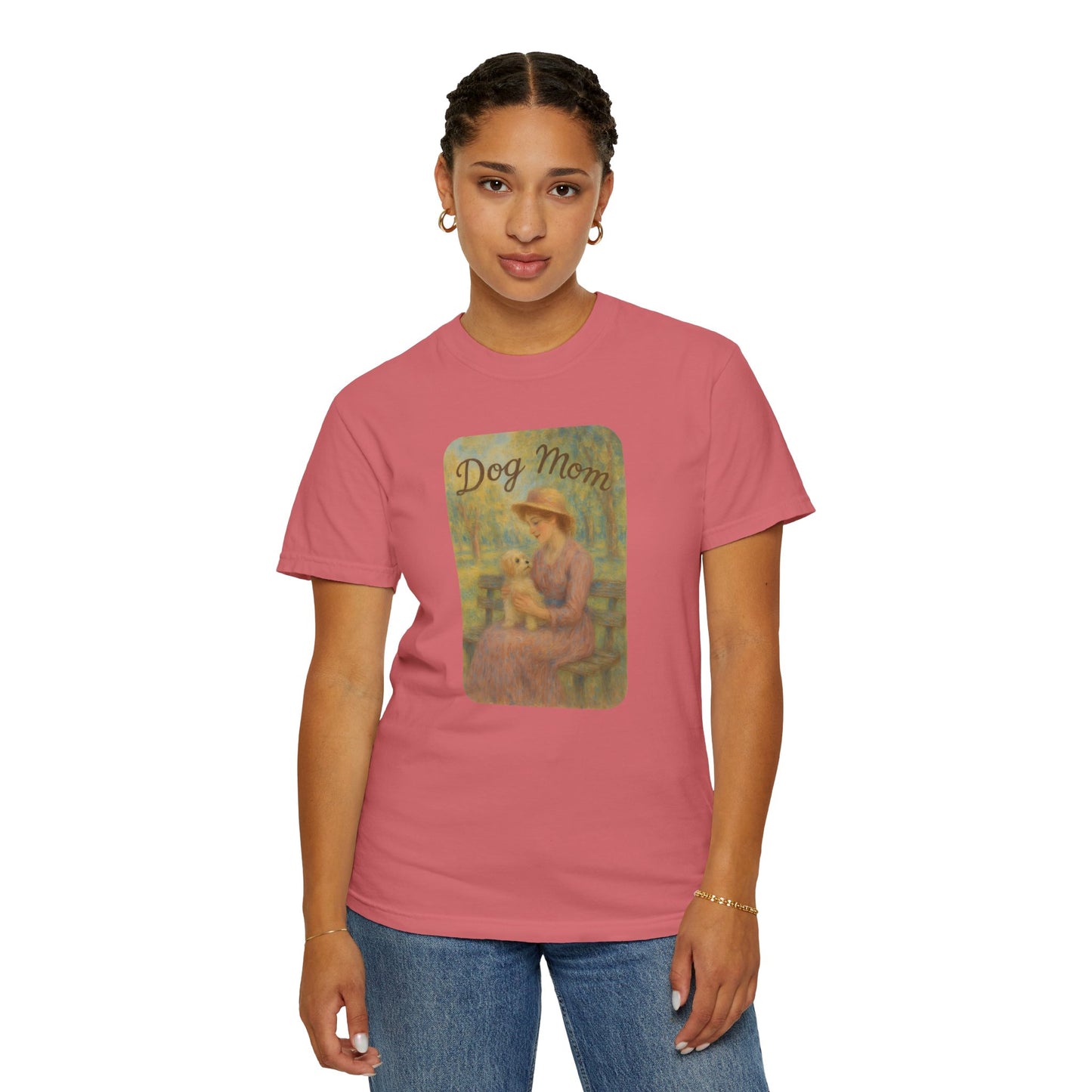 Dog Mom Garment-Dyed T-Shirt - Perfect Gift for Pet Lovers, Casual Wear, Dog Owners, Mother's Day, Dog-Themed Apparel
