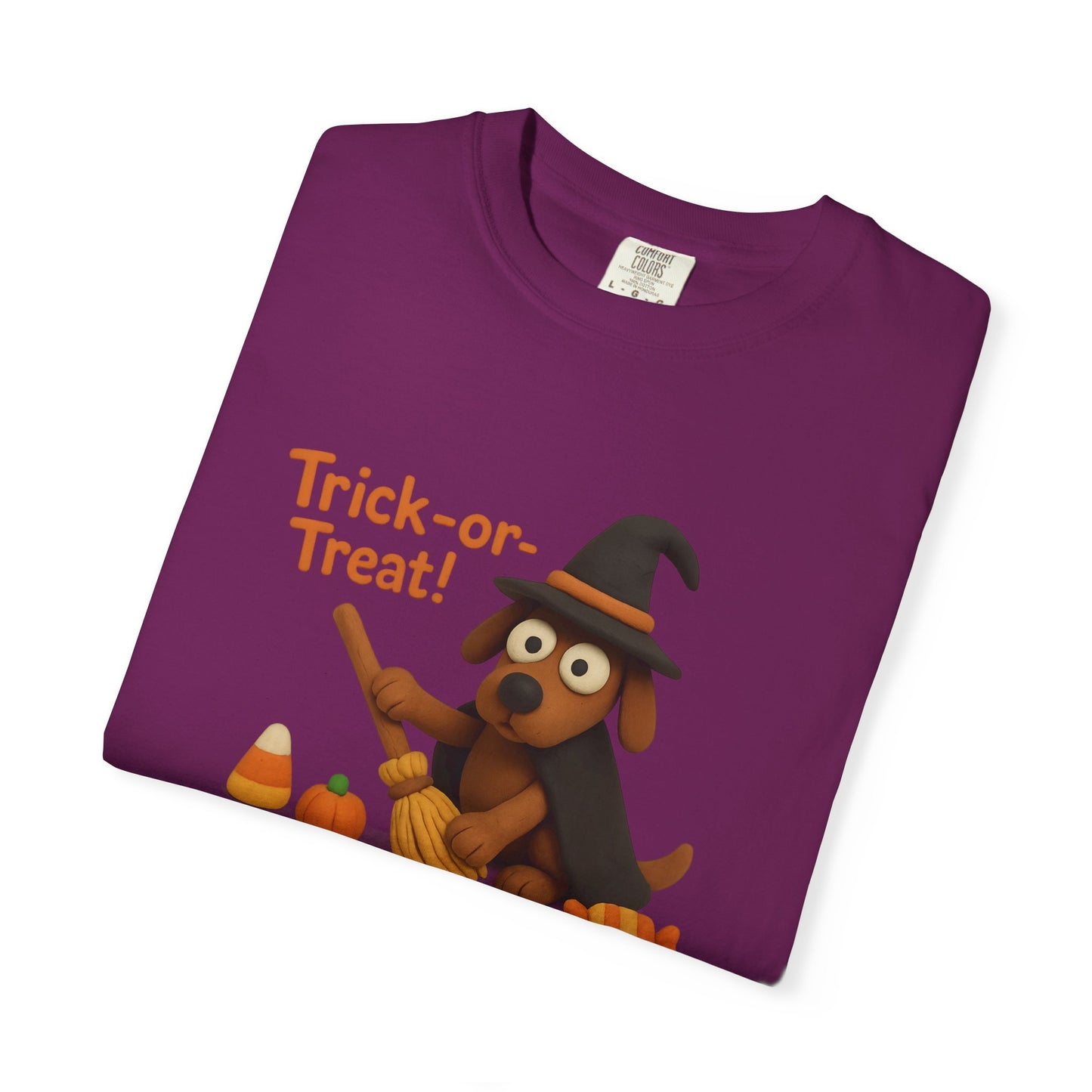 Cute Halloween Dog T-Shirt, Trick-or-Treat Shirt, Fall Apparel, Pet Lover Gift, Unisex Halloween Clothing, Animal Lover Tee