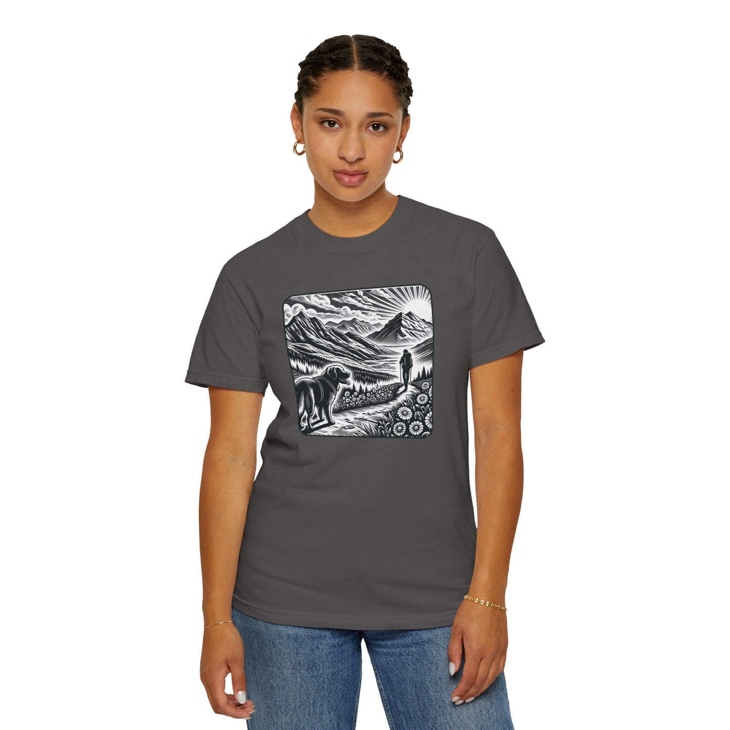 Hiker Unisex Garment-Dyed T-Shirt with Nature Design - Perfect for Outdoor Lovers