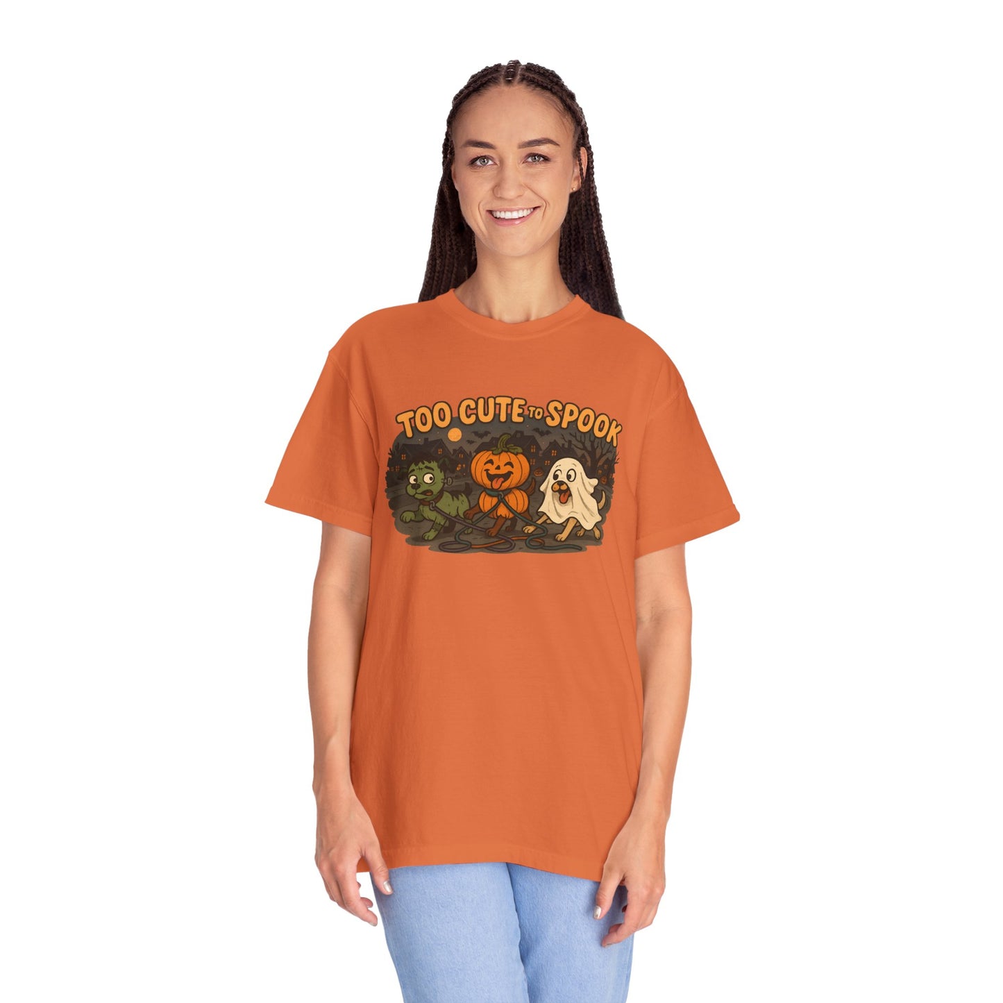 Halloween-Themed Unisex Garment-Dyed T-Shirt, Cute Spooky Tee for Fall, Perfect for Halloween Parties and Casual Wear