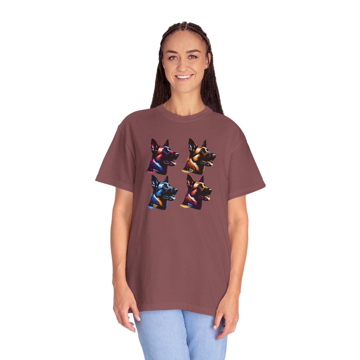Colorful Belgium Malinois Portrait Unisex Garment-Dyed T-Shirt