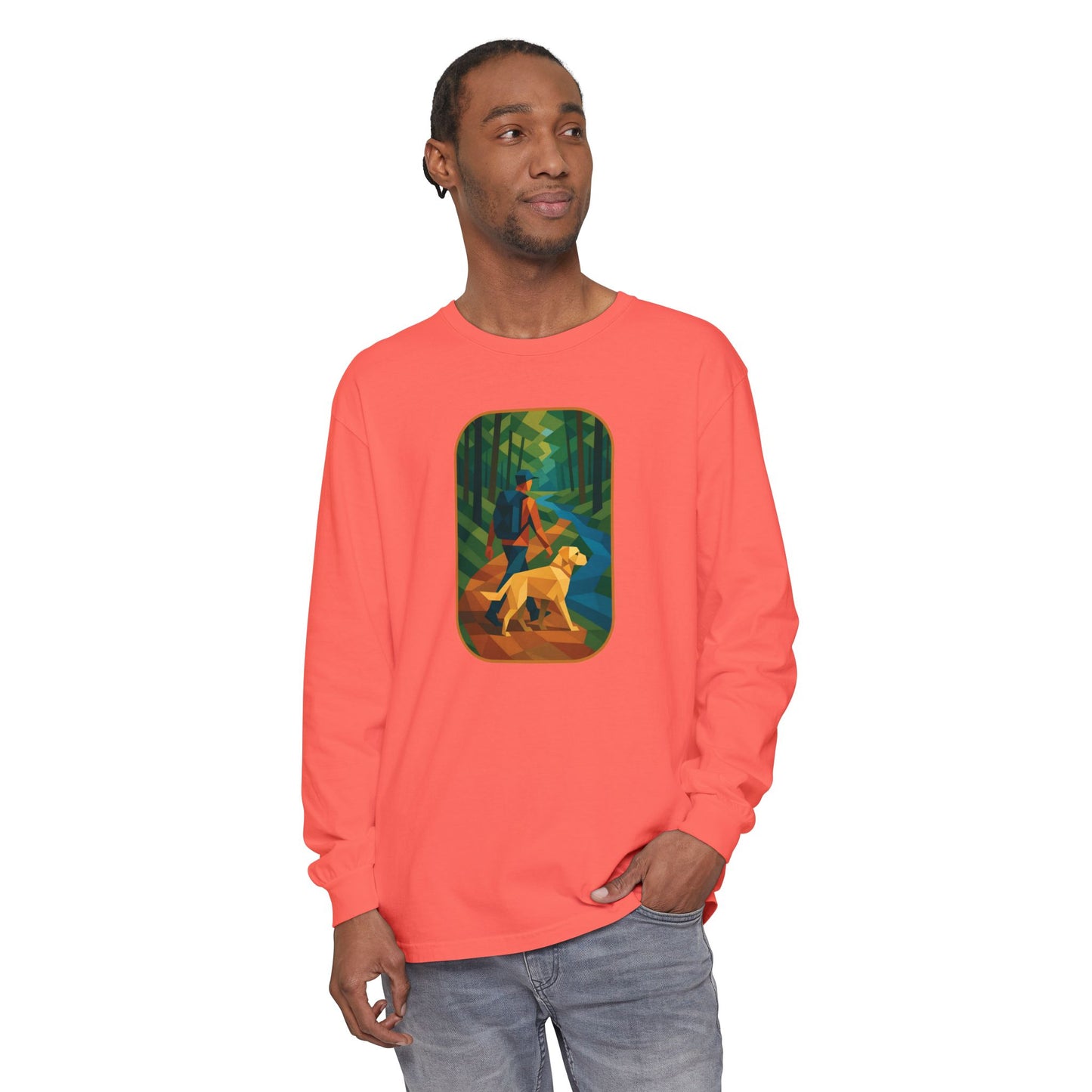 Scenic Dog Walk Design | Casual Comfort, Gift for Dog Lovers, Nature Enthusiasts, Cozy Outfit, Eco-Friendly Wear