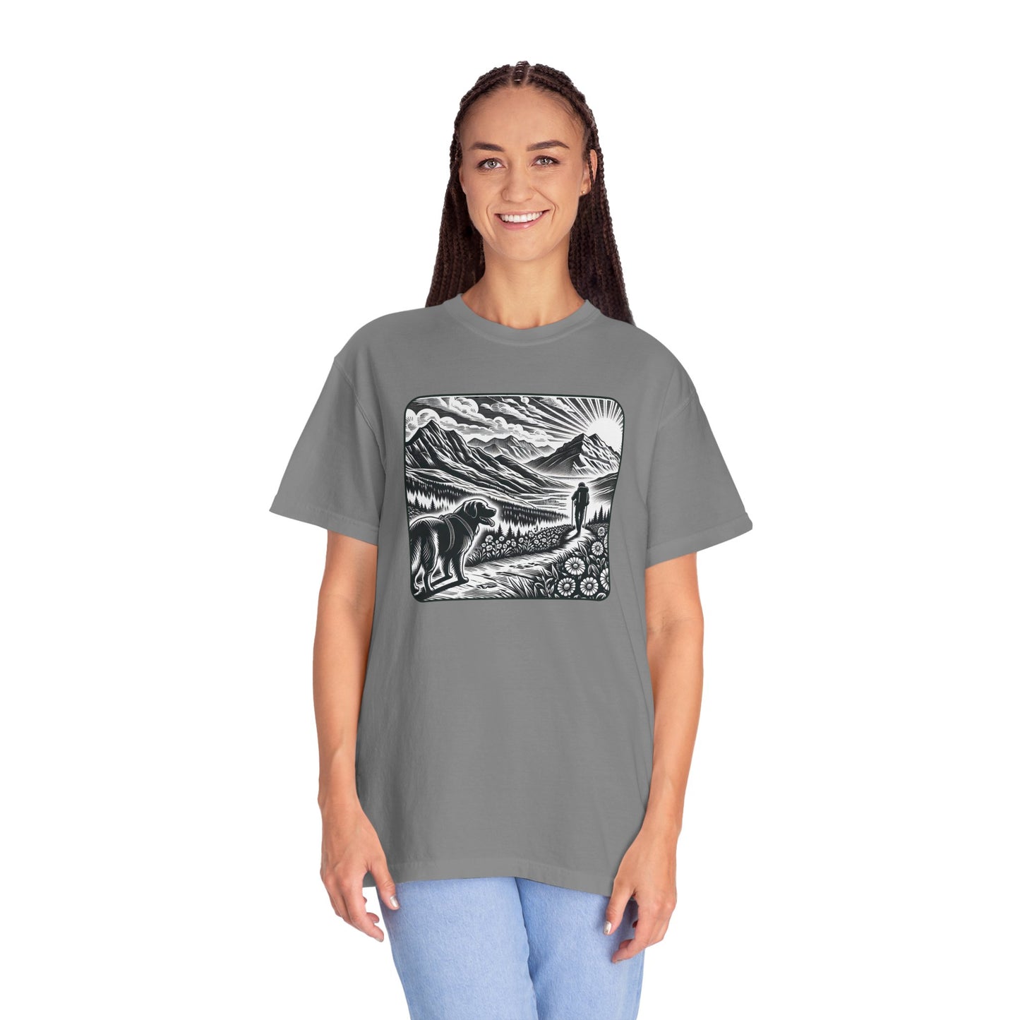 Hiker Unisex Garment-Dyed T-Shirt with Nature Design - Perfect for Outdoor Lovers