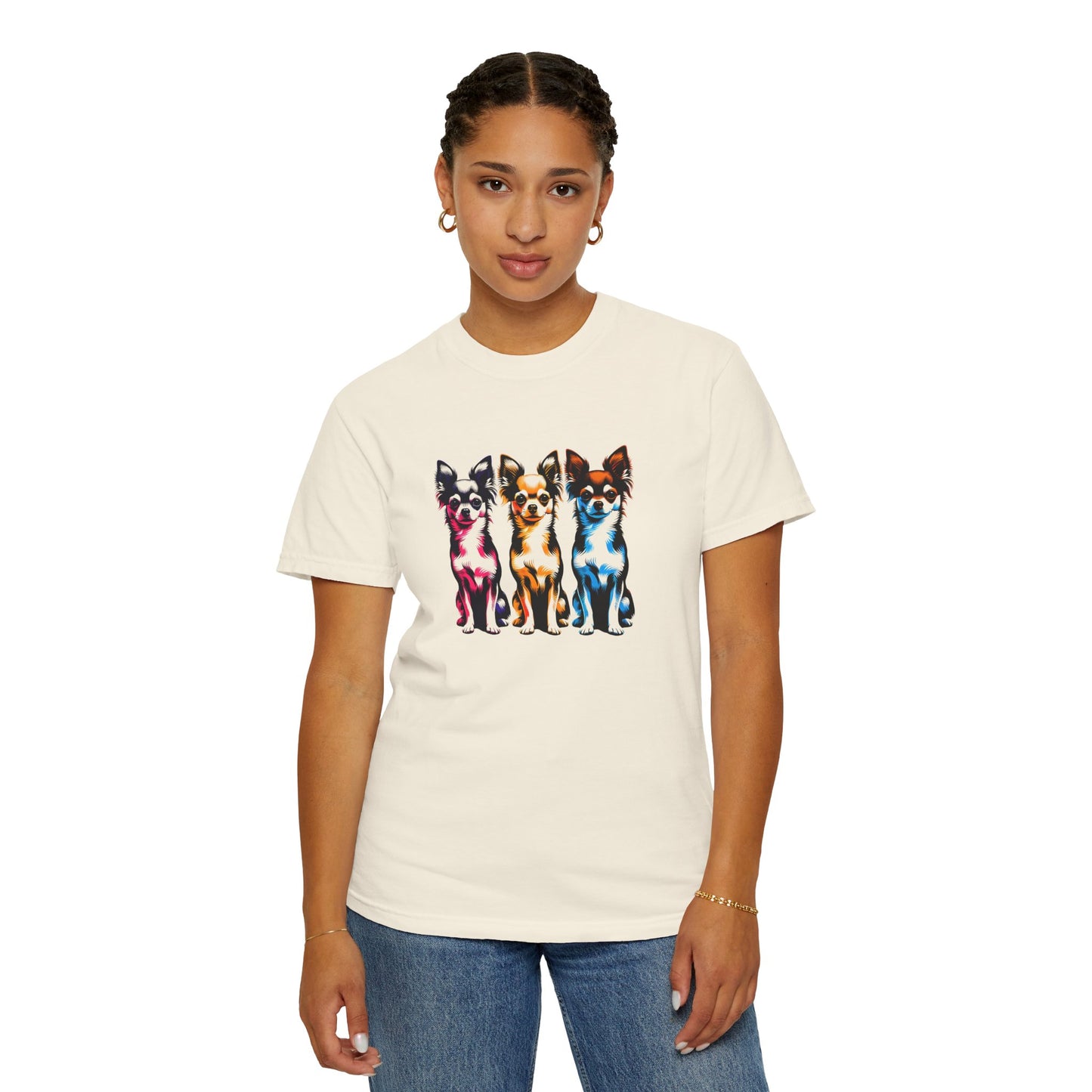 Colorful Chihuahua T-Shirt - Fun & Stylish Unisex Garment-Dyed Tee