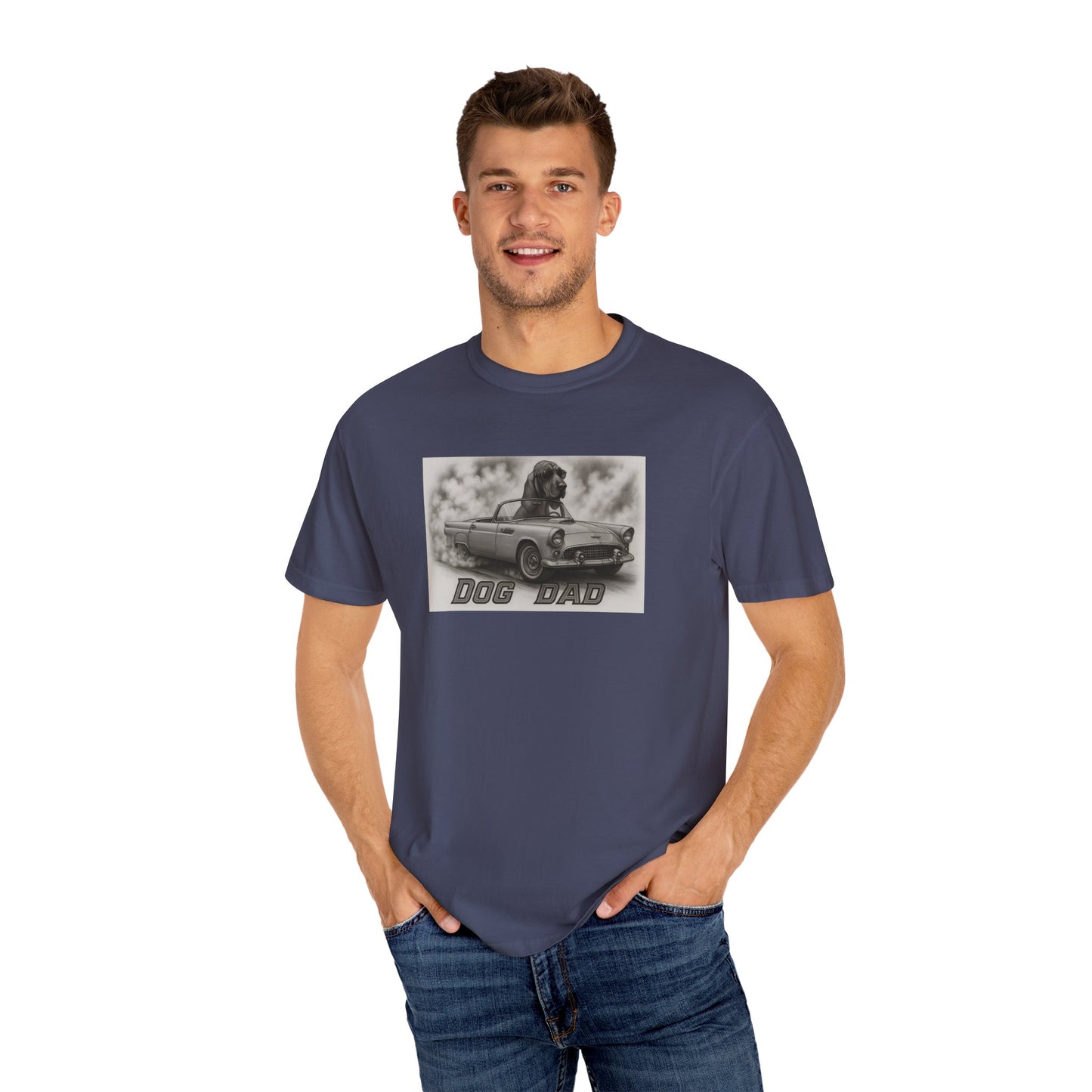 Dog Dad - Bloodhound - Cool Dogs in Cool Cars T-Shirt Collection | Funny Dog Lover Apparel for Men