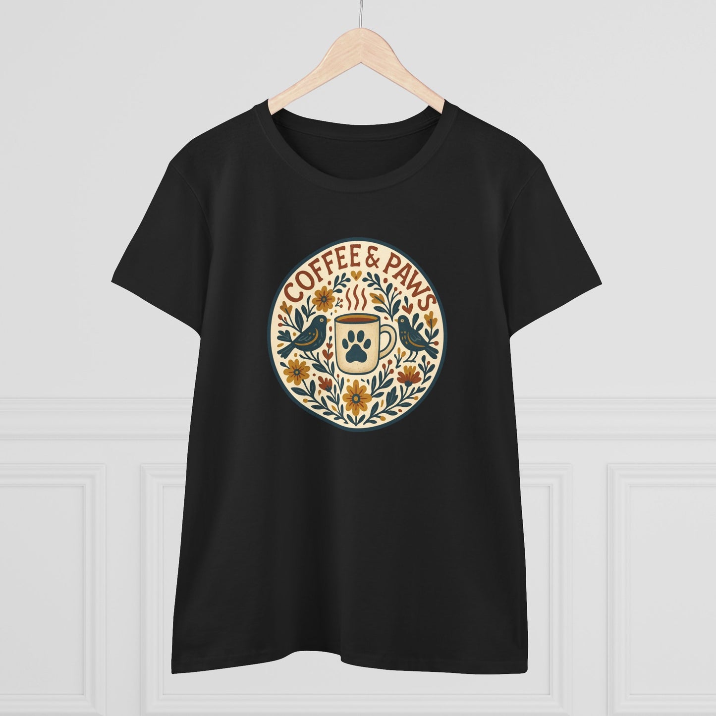Cozy Coffee & Paws Tee, Casual Animal Lover T-Shirt, Gift for Pet Owners, Cute Coffee Shirt, Summer Essentials, Coffee Lover Apparel