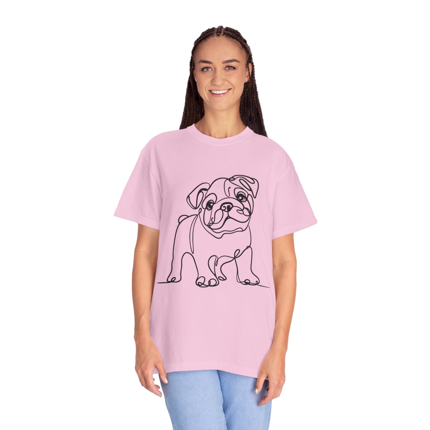 Unisex Garment-Dyed T-shirt with Minimalist Bulldog Design