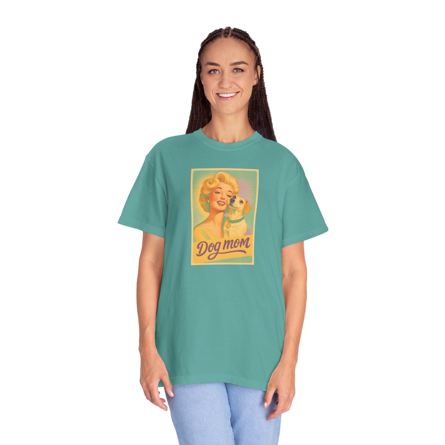 Vintage Dog Mom T-shirt - Unisex Garment-Dyed Tee for Dog Lovers