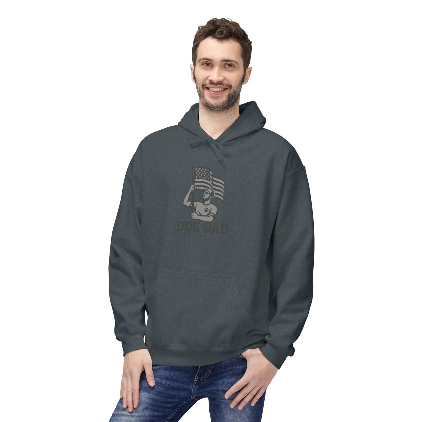 Dog Dad Fleece Hoodie, Unisex Softstyle Hooded Sweatshirt, Perfect Gift for Dog Lovers, Comfortable and Stylish